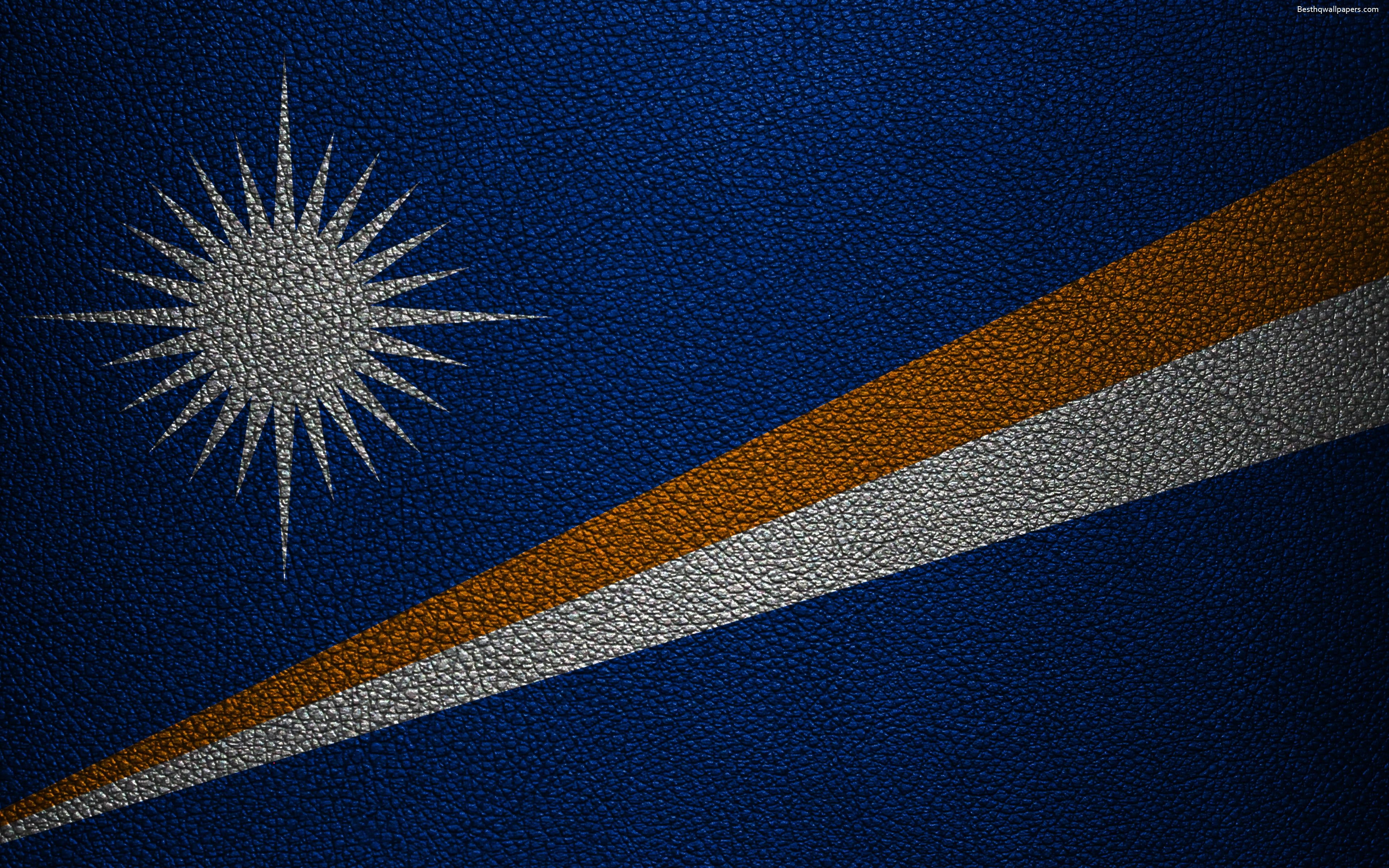 3840x2400 Download wallpaper Flag of the Marshall Islands, 4k, leather, Desktop