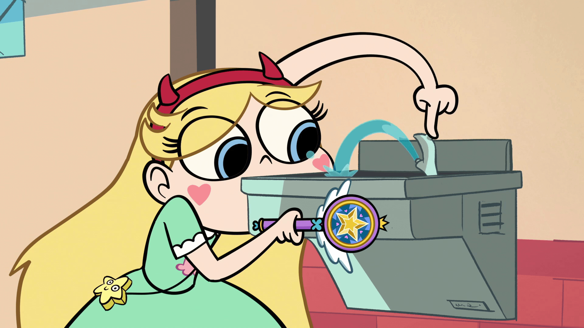 1920x1080 S1e1 star pressing fountain button.png. Star vs, Desktop