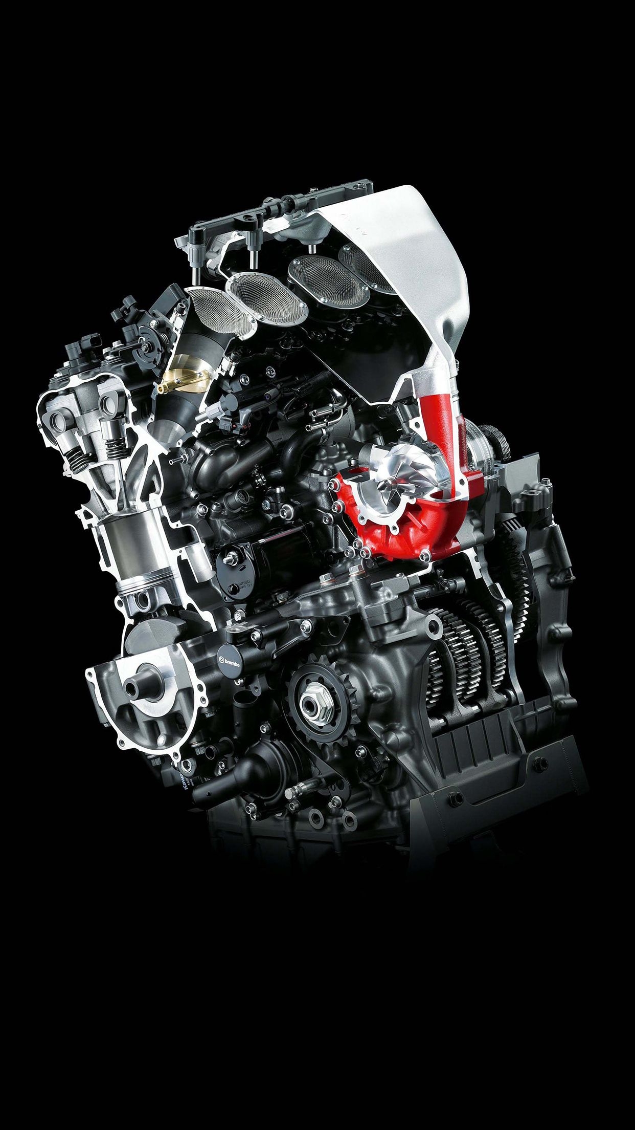 1250x2210 Kawasaki H2R Engine Wallpaper for iPhone Pro Max, X, 6, Phone