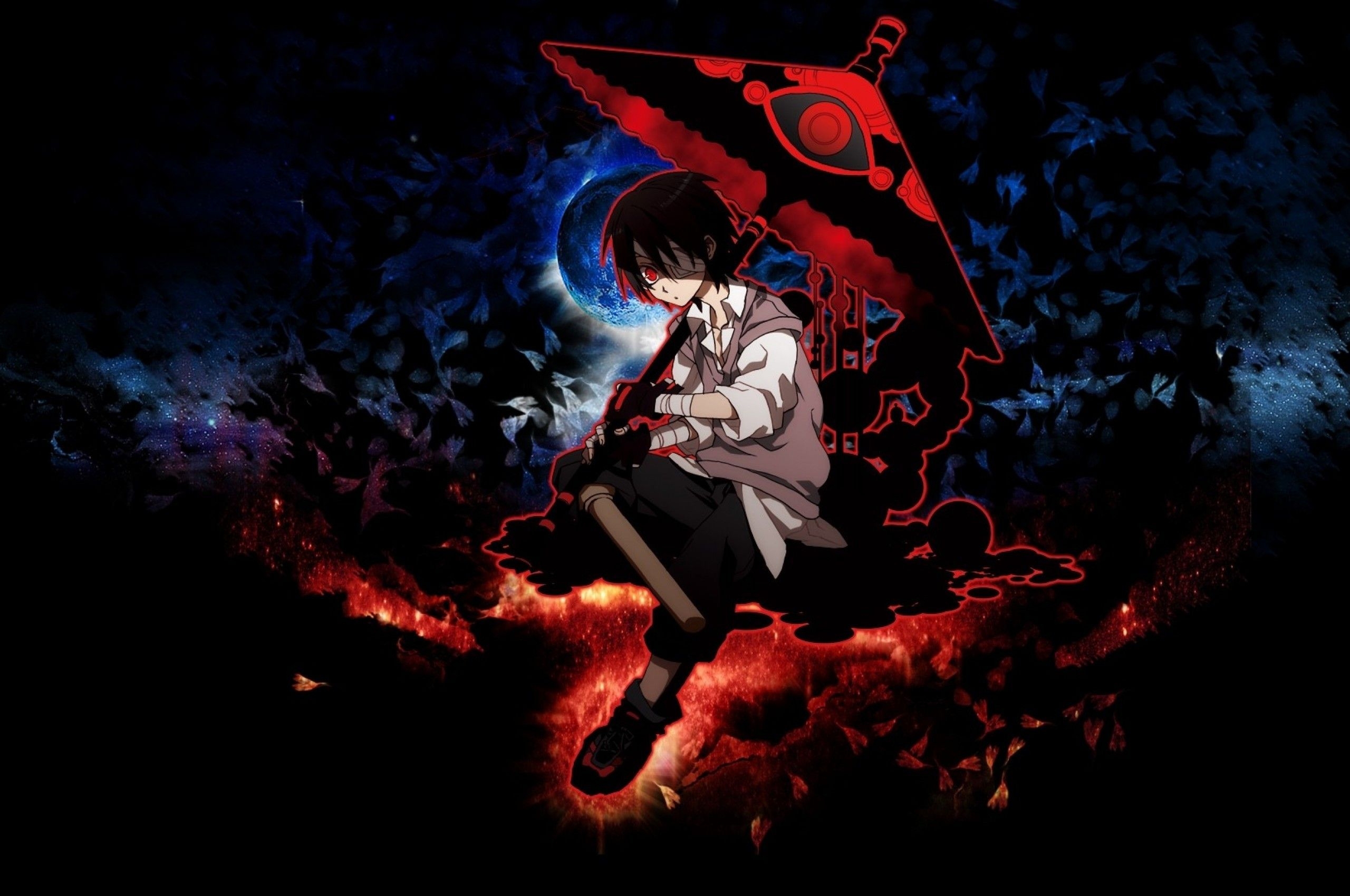 2560x1700 Download  Anime Boy, Dark Magic, Eyepatch, Umbrella Wallpaper for Chromebook Pixel, Desktop