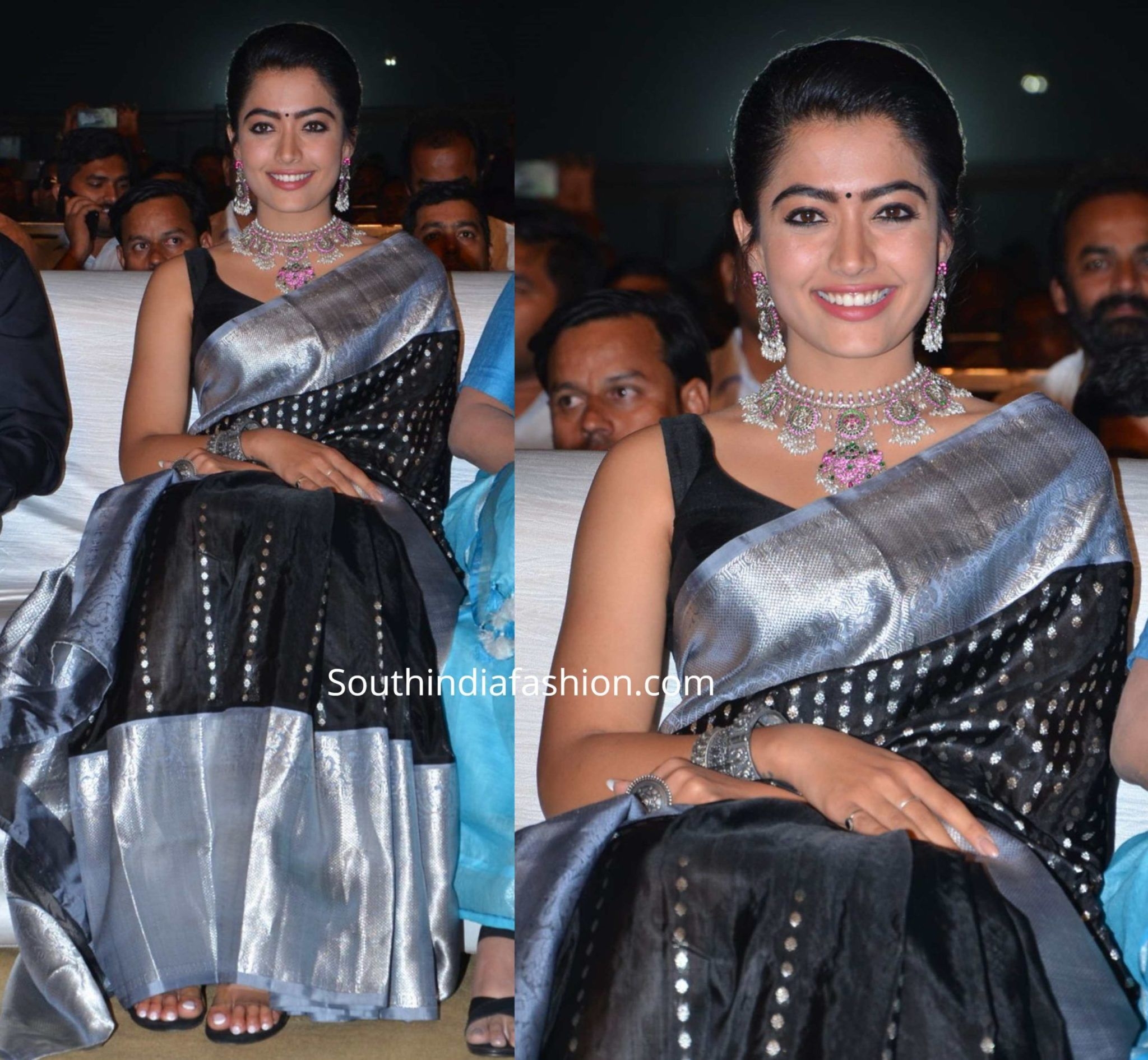 2050x1900 Rashmika Mandanna in a black Kanjeevaram silk saree, Desktop