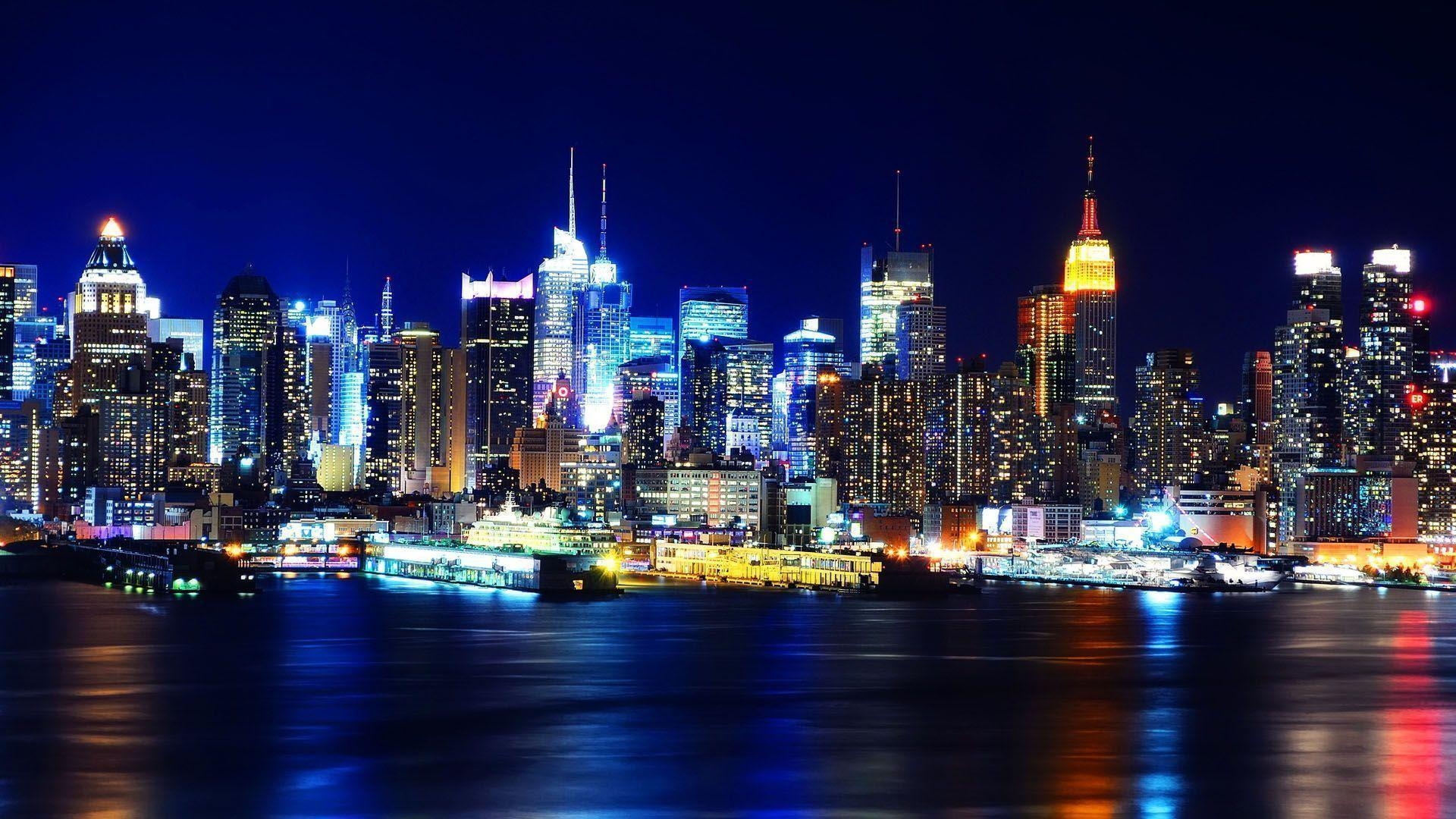 1920x1080 New York Night Skyline Wallpaper 39006 in City, Desktop