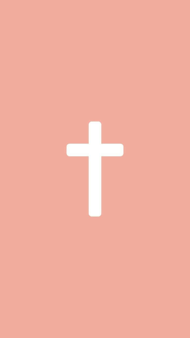 740x1310 Download A White Cross On A Pink Background Wallpaper, Phone