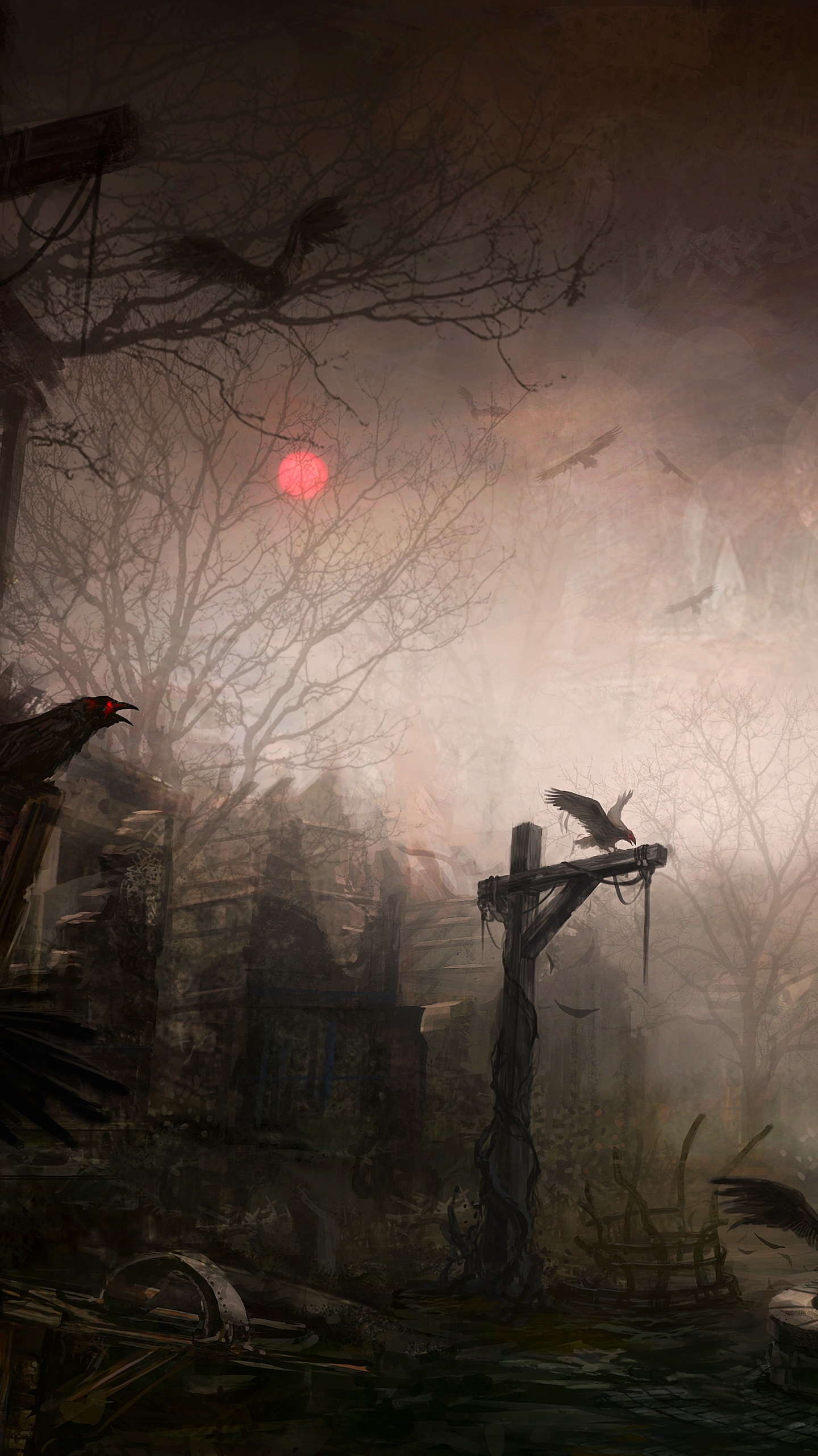 1440x2560 Wallpaper / Video Game Diablo III, Dark, Gothic, Town, Raven,  Phone Wallpaper, Phone