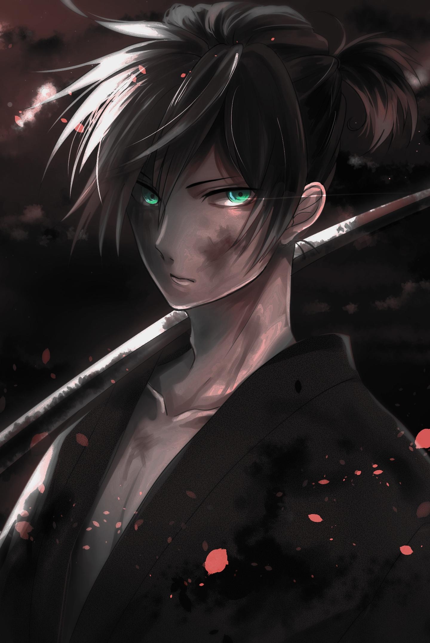 1440x2150 Download 1440x2880 wallpaper warrior, yato, noragami, dark, Phone