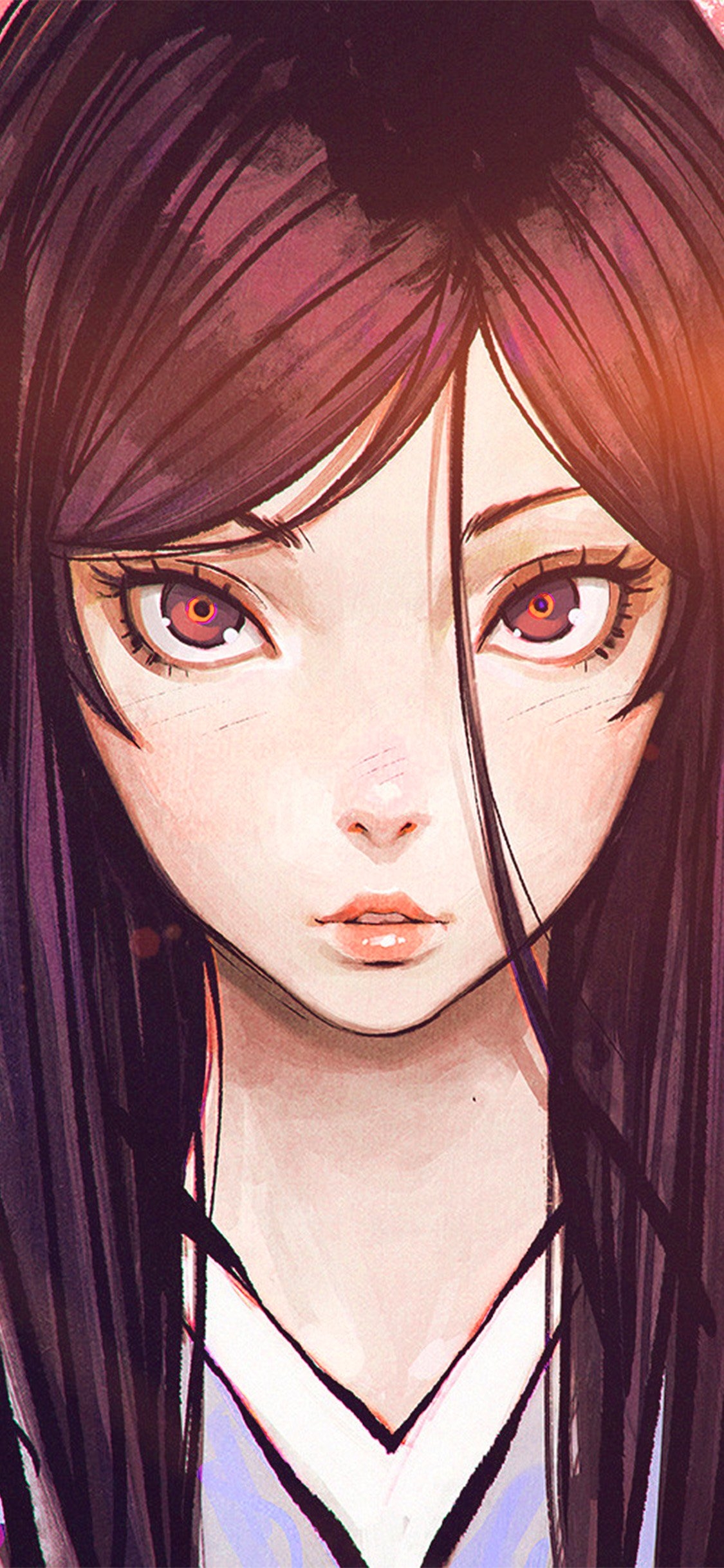 1130x2440 Eye Girl Anime Illustration Eye Drawing Art Flare Wallpaper, Phone