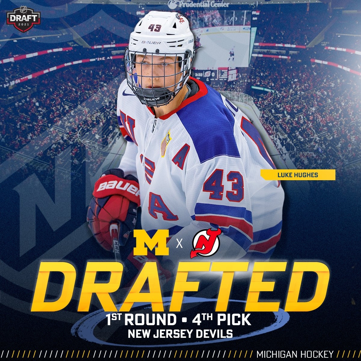 1200x1200 Michigan Hockey the 4th pick in the first round of the NHL Draft select incoming Michigan freshman Luke Hughes! #ProBlue #NHLDraft #GoBlue, Phone