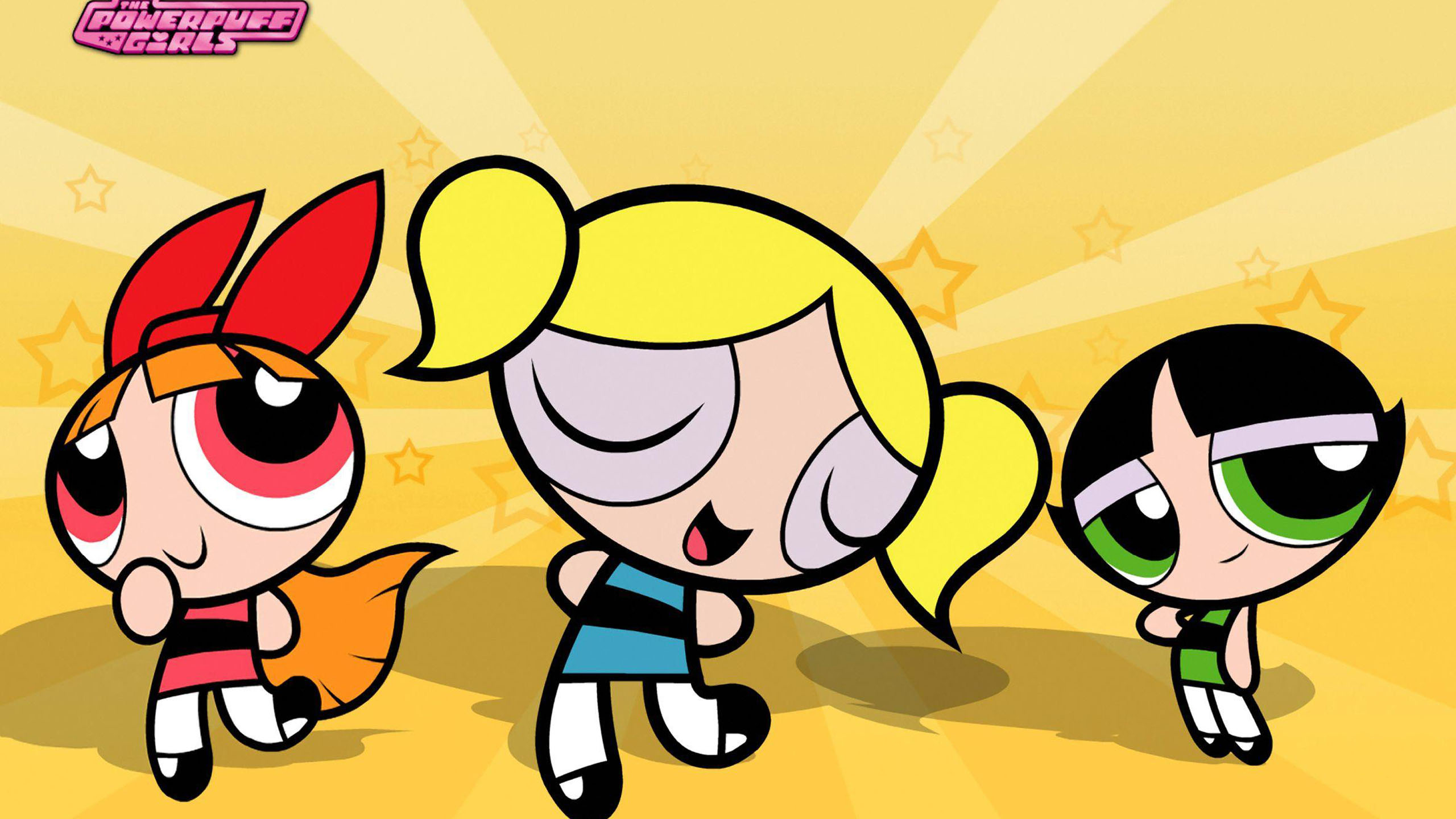 2560x1440 The Powerpuff Girls Blossom Bubbles and Buttercup In Yellow Background HD Anime Wallpaper, Desktop