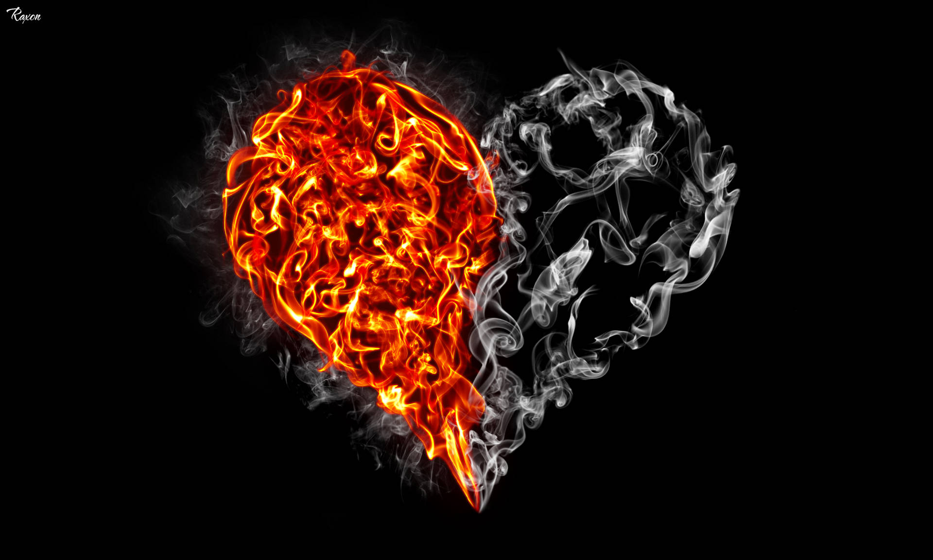 1920x1160 Download Half Fire And Smoke Cute Heart Wallpaper, Desktop