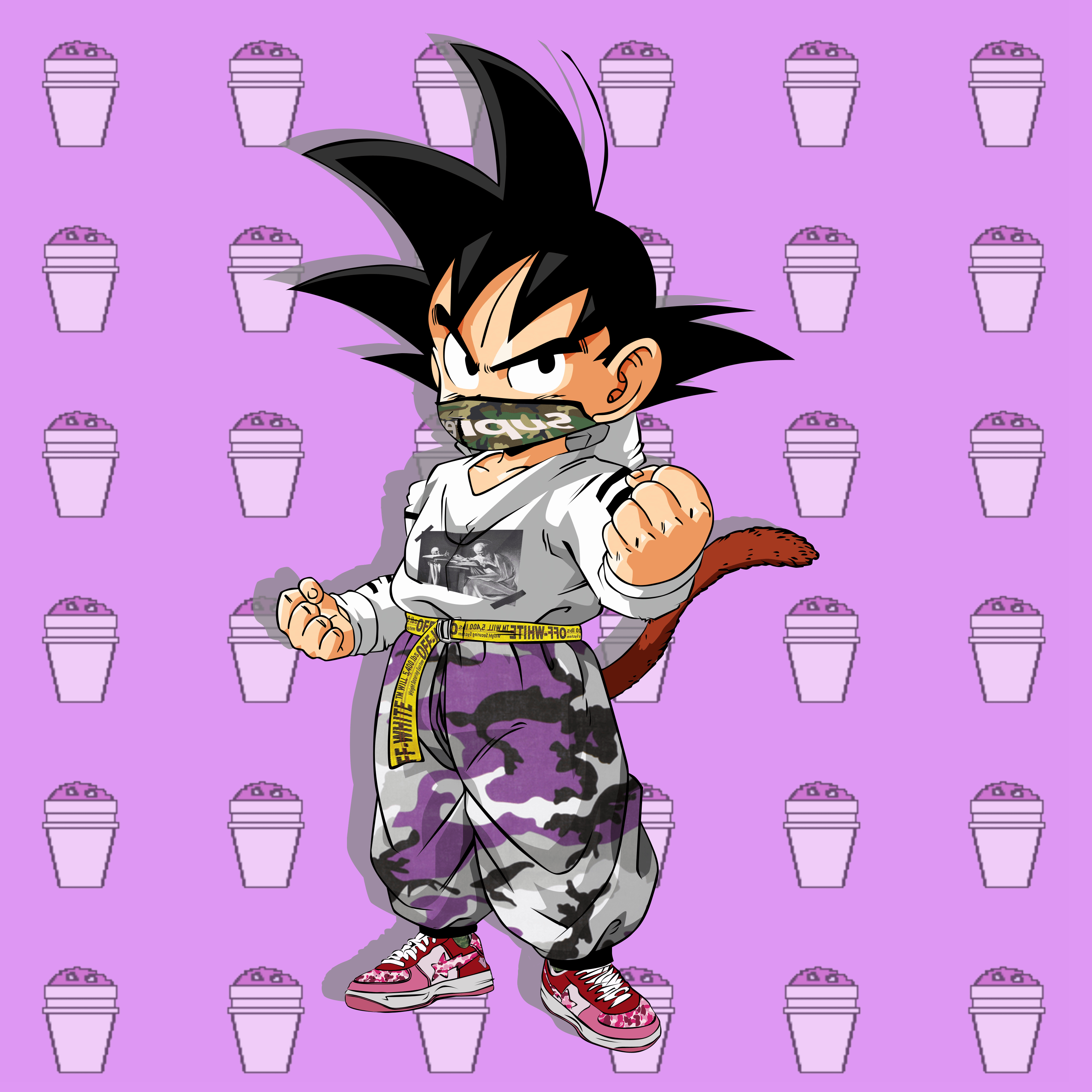 3160x3160 HYPEBEAST GOKU. LEAN BACKGROUND. Off White Bape Supreme. Dope Art, Phone