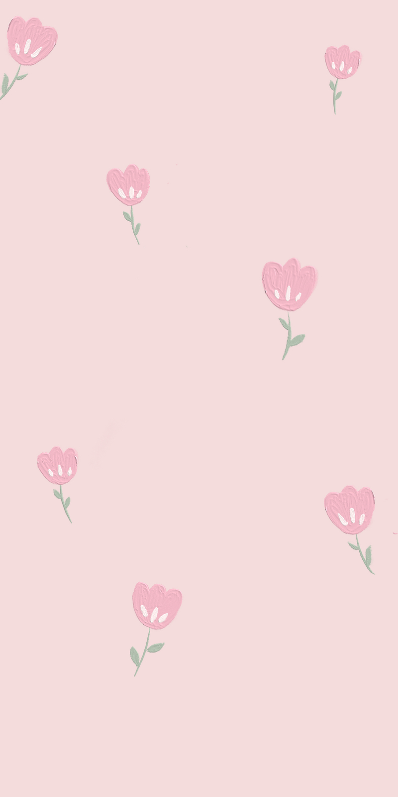 800x1600 Light Pink Hand Drawn Tulip Aesthetic, Phone