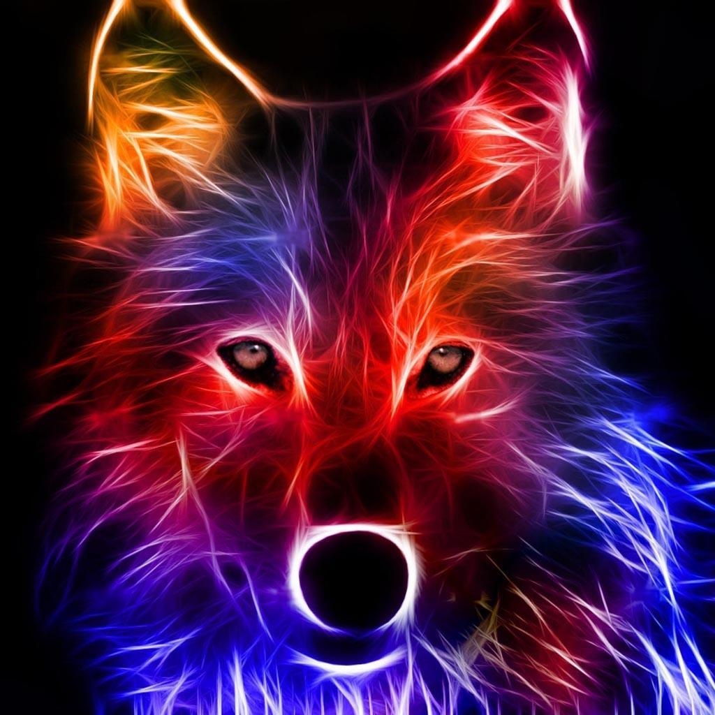 1030x1030 Neon Wolf Wallpaper, Phone