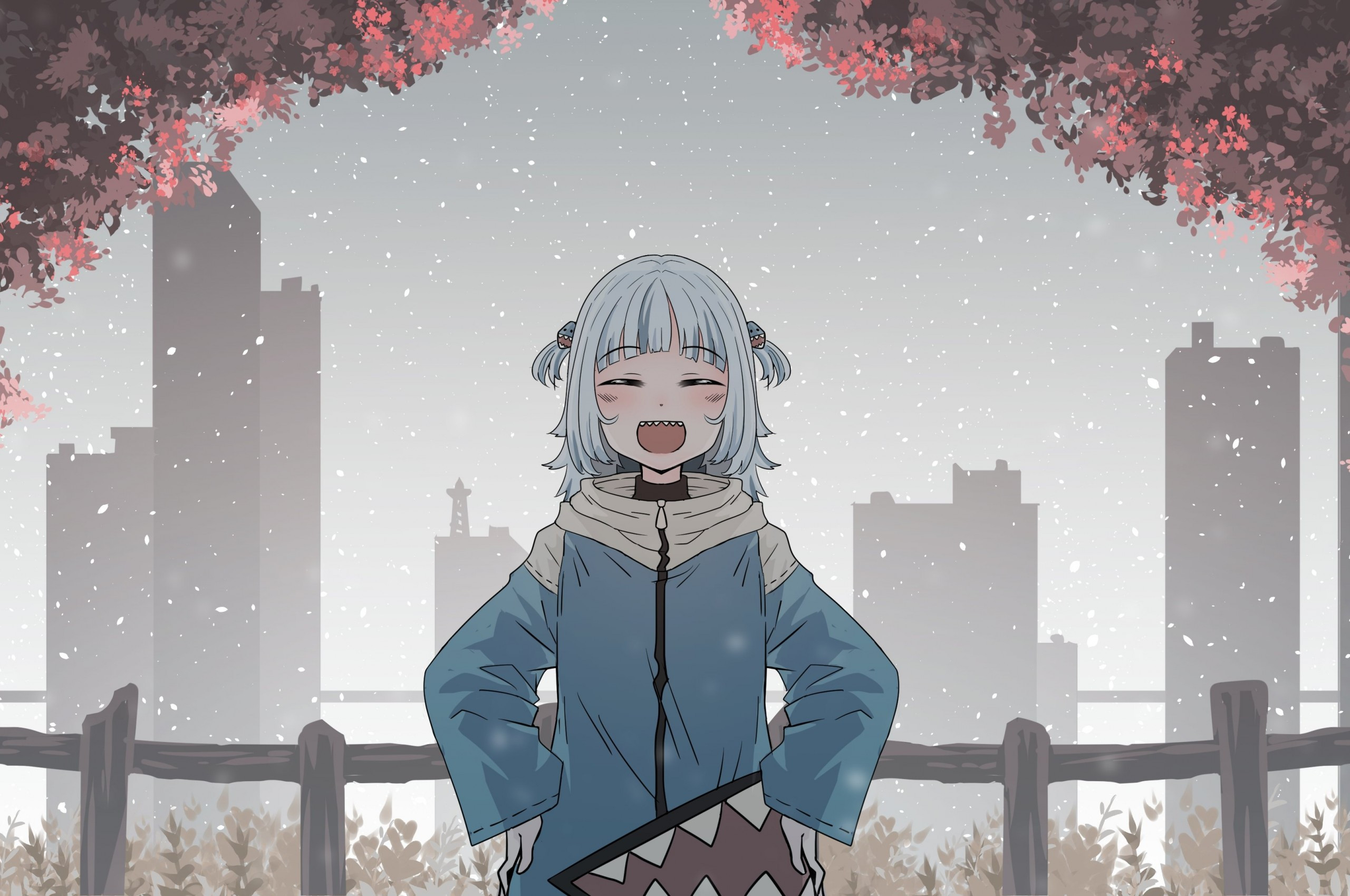 2560x1700 Download  Gawr Gura, Virtual Youtuber, Cute, Fangs, Winter, Snow Wallpaper for Chromebook Pixel, Desktop