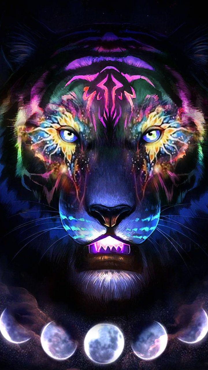 720x1280 A tiger does not shout its tigritude, it acts. #tiger #art #neon #wallpaper. Tiger art, Lion art, Big cats art, Phone