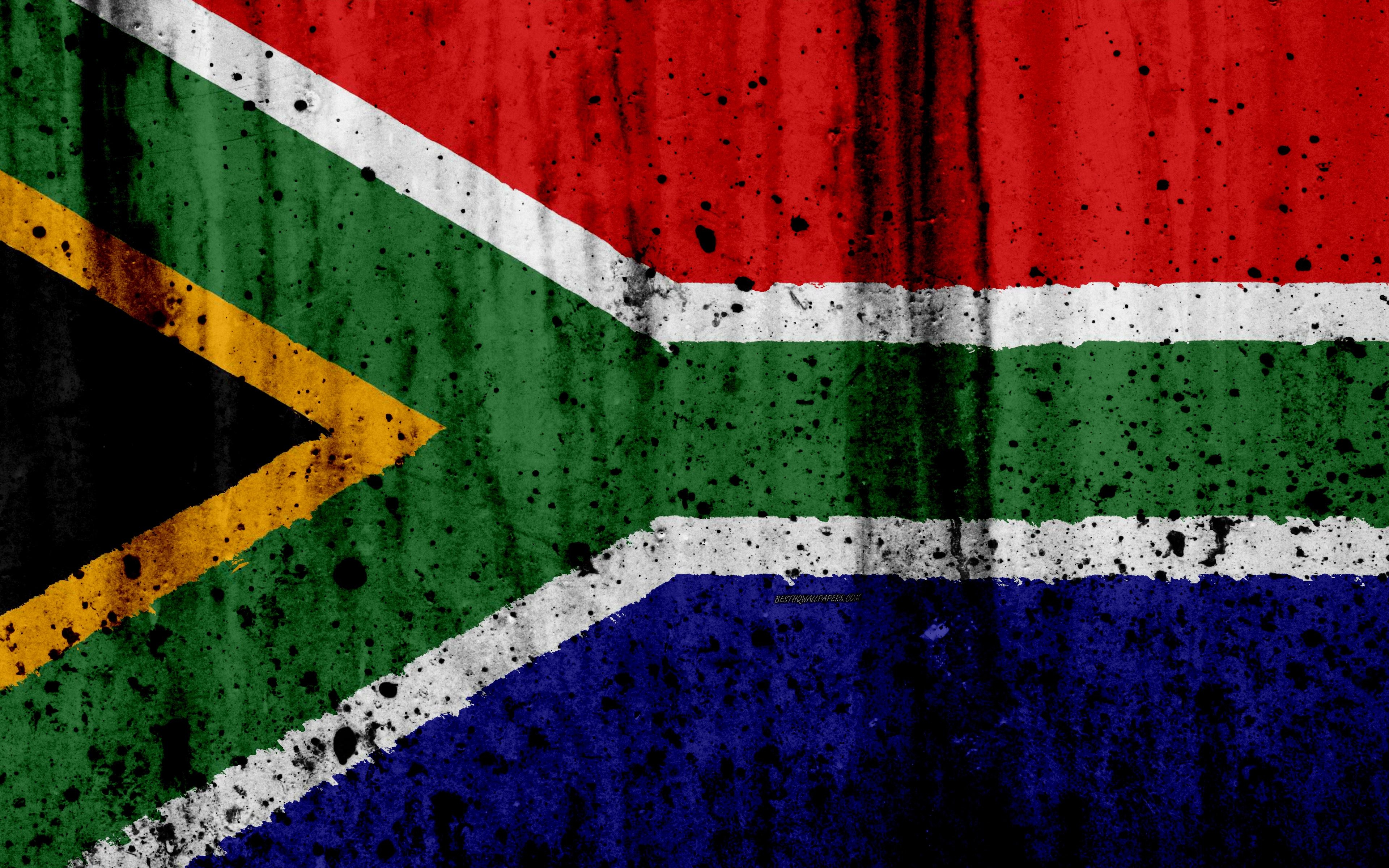 3840x2400 Download wallpaper South African flag, 4k, grunge, flag of South, Desktop