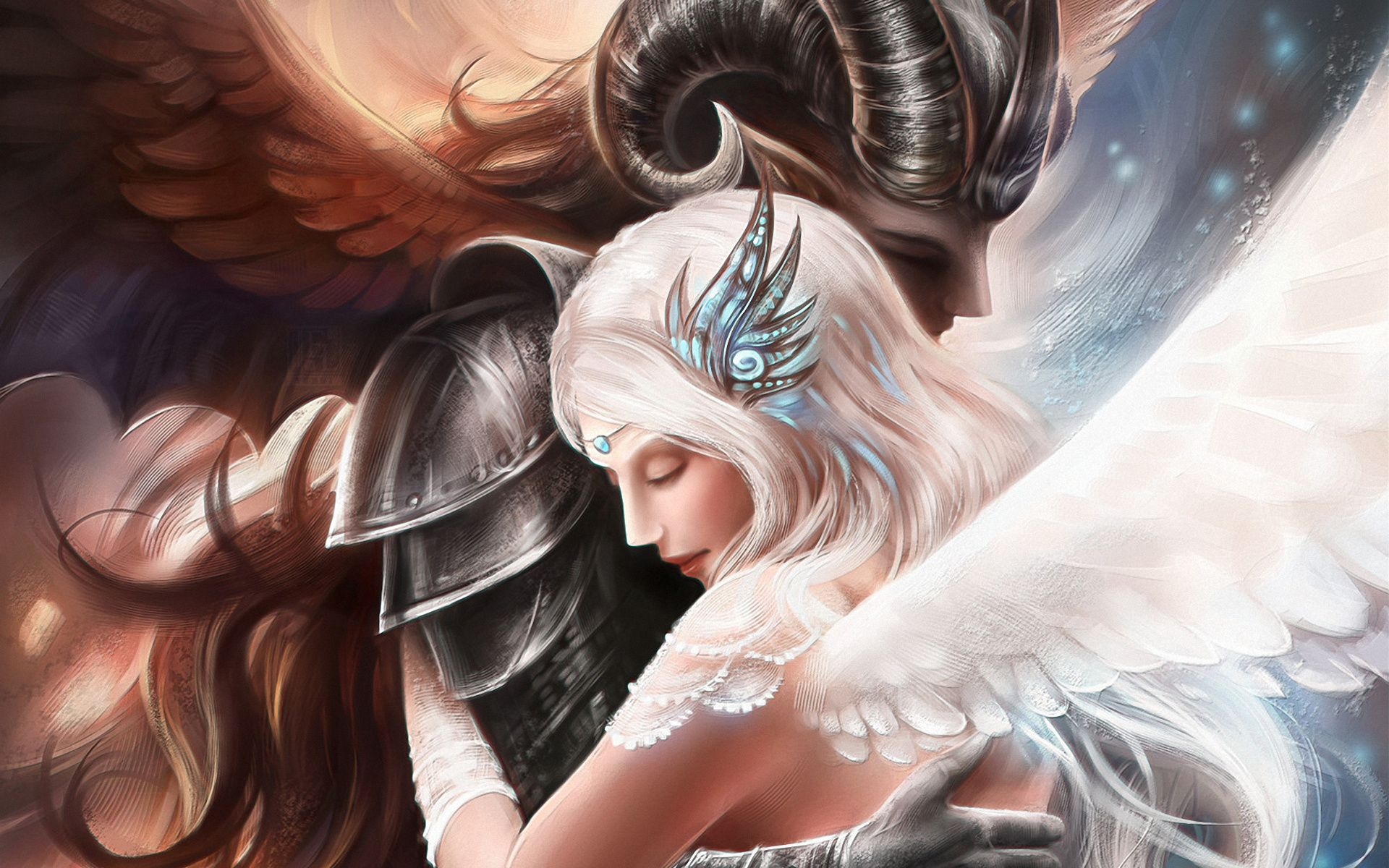 1920x1200 Angel and Demon Love Wallpaper. Demon Wallpaper, Demon Skull Wallpaper and Scary Demon Wallpaper, Desktop