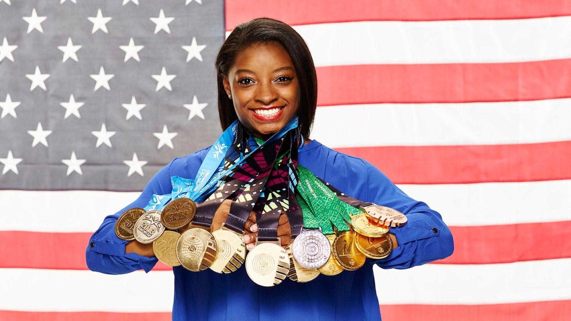 1920x1080 Simone Biles, Gold Medal, Champions, Smile, Happy, Desktop