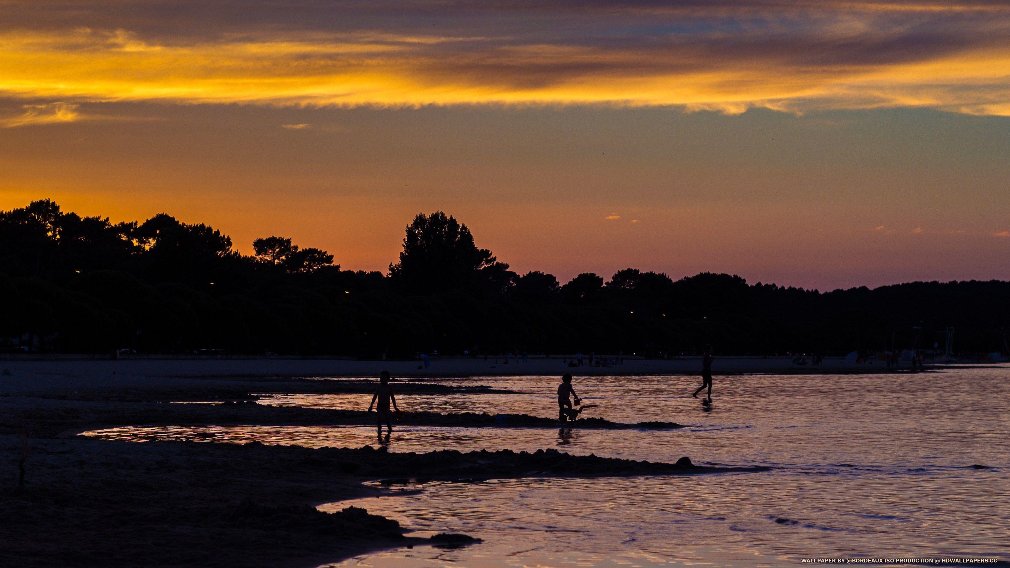 3840x2160 Sunset at Carcans lake, Desktop