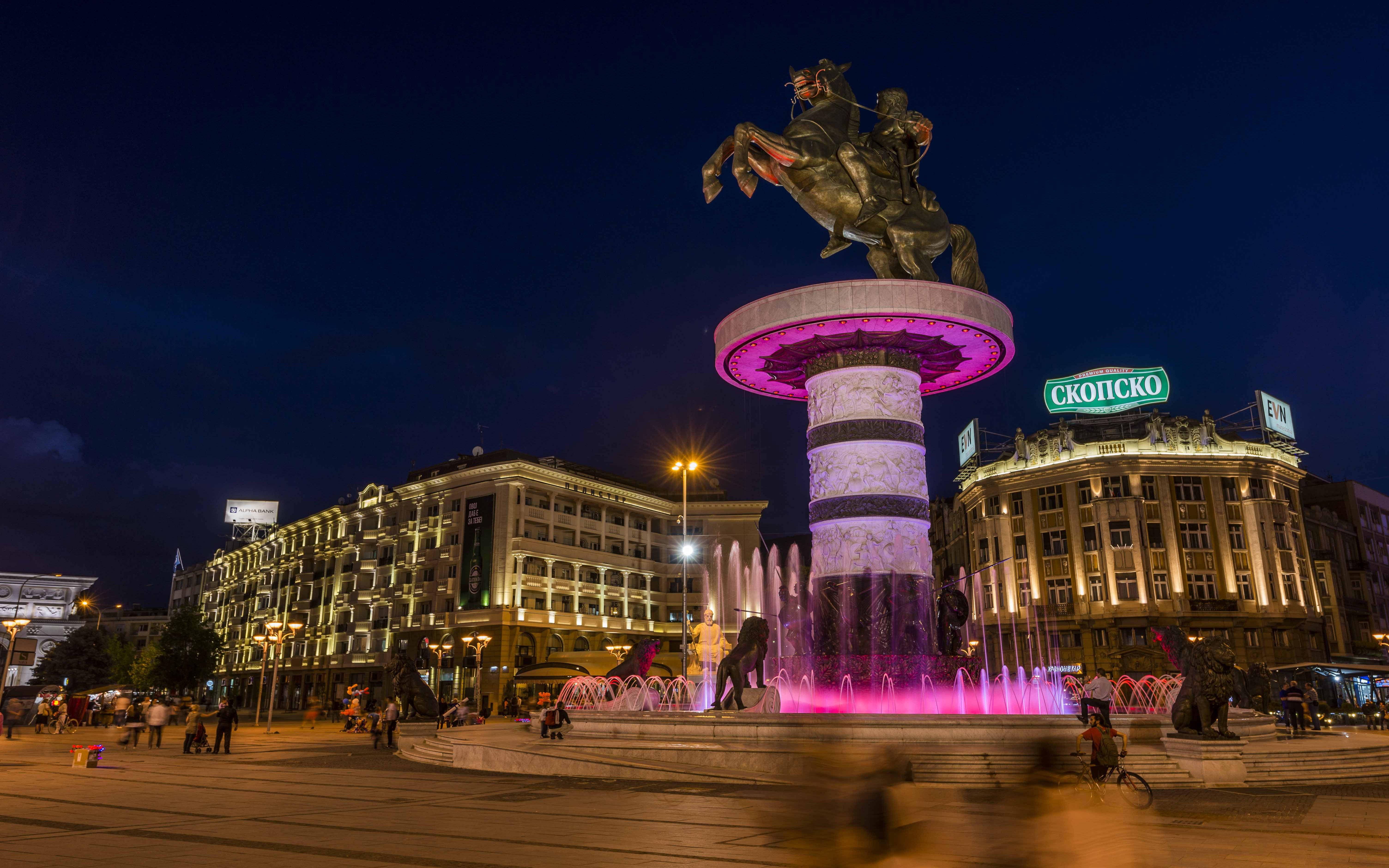 6020x3760 Macedonia Square Fountain And Monument Of Alexander Of Macedonia, Desktop