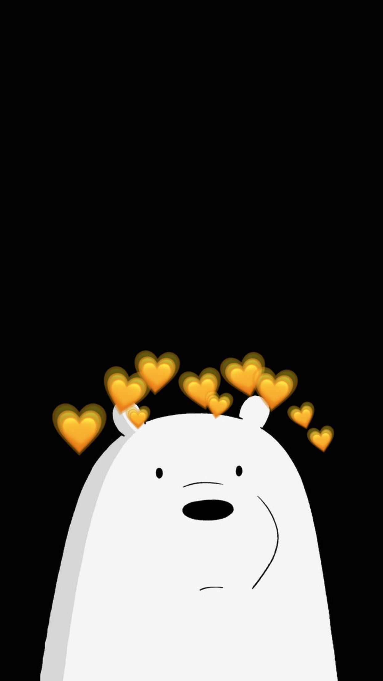 1250x2210 Ice Bear w/ Aesthetic Yellow Heart Crown. Anak binatang, Objek gambar, Beruang kutub, Phone