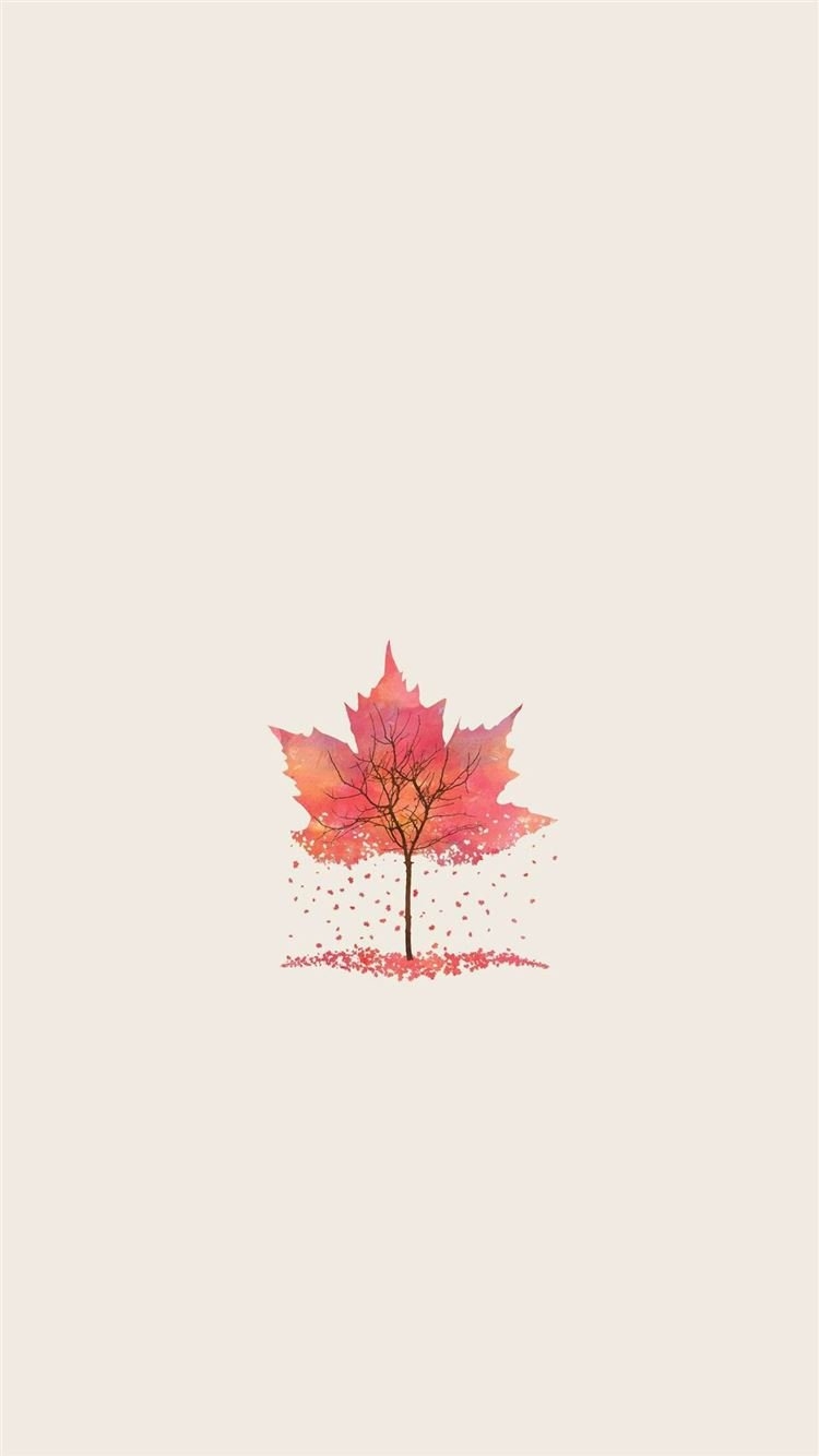 750x1340 Autumn Tree Leaf Shape Illustration iPhone 8 Wallpaper Free Download, Phone