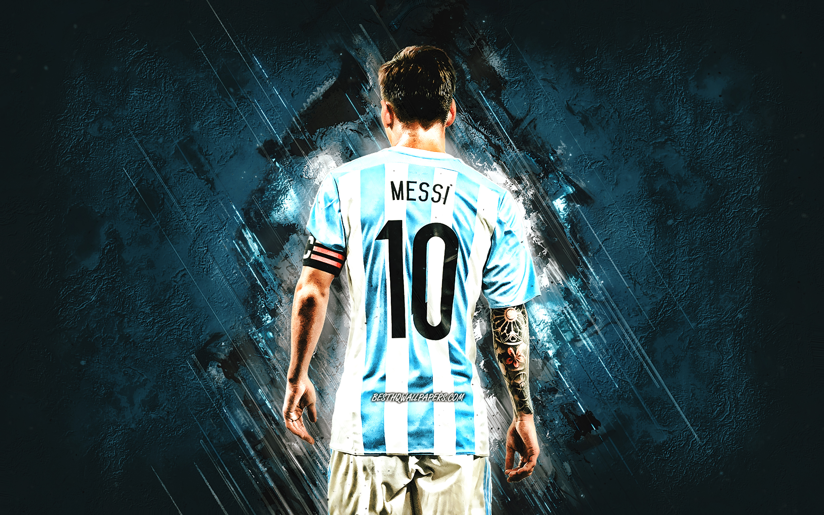 2880x1800 Download wallpaper Lionel Messi, Argentina national football team, Leo Messi, Messi from the back, Argentina uniform, football for desktop with resolution. High Quality HD picture wallpaper, Desktop