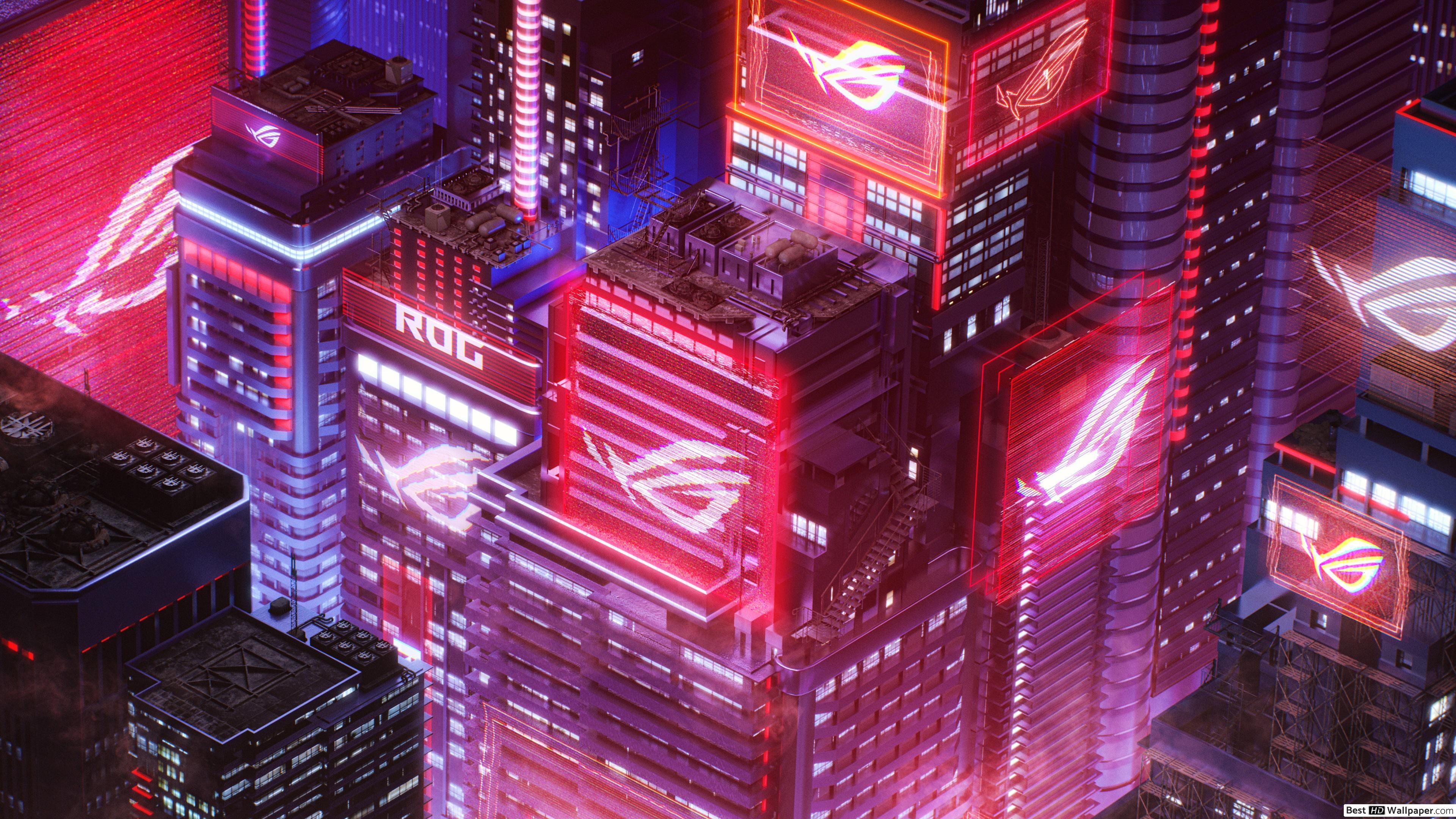 3840x2160 Asus ROG (Republic of Gamers) Alert (Cyber City) HD wallpaper download, Desktop