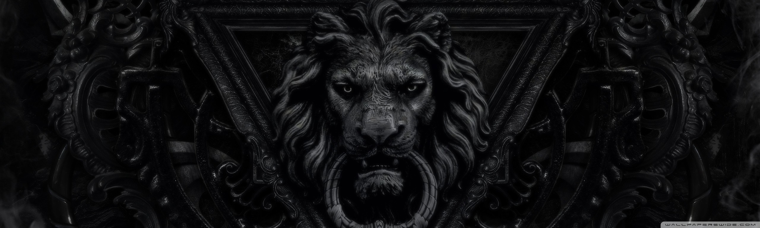 2560x770 Dark Gothic Lion Ultra HD Desktop, Dual Screen