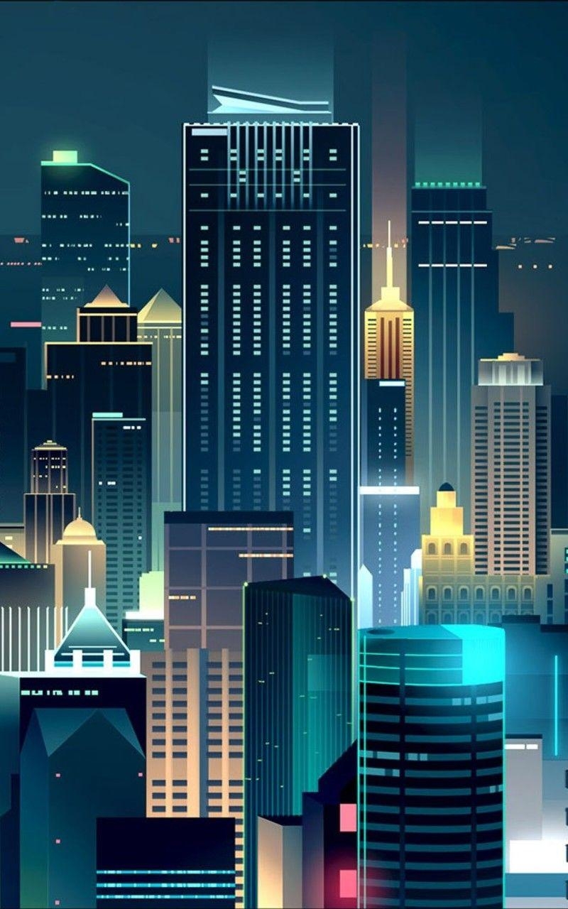 800x1280 Buildings Lights Skyline Minimalist Nexus Samsung Galaxy, Phone