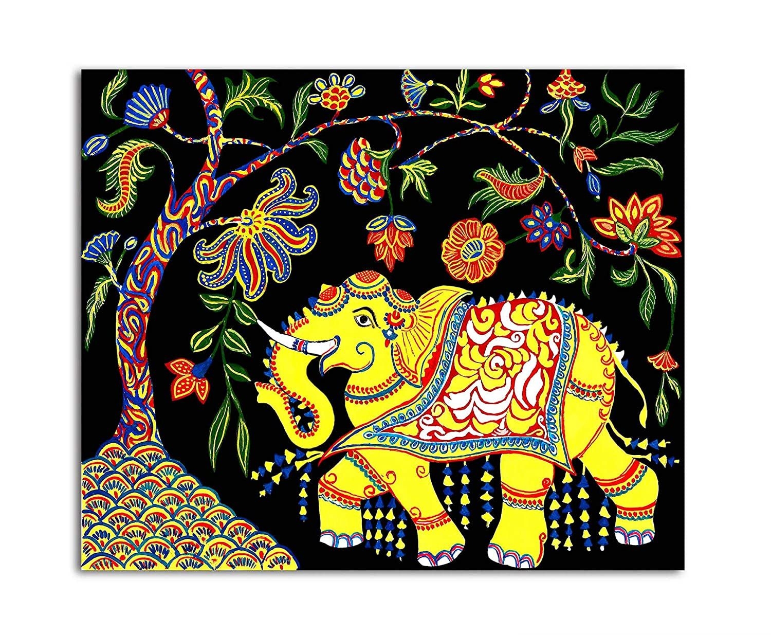 1500x1240 Tamatina Madhubani Canvas Painting Colorful Elephant, Desktop