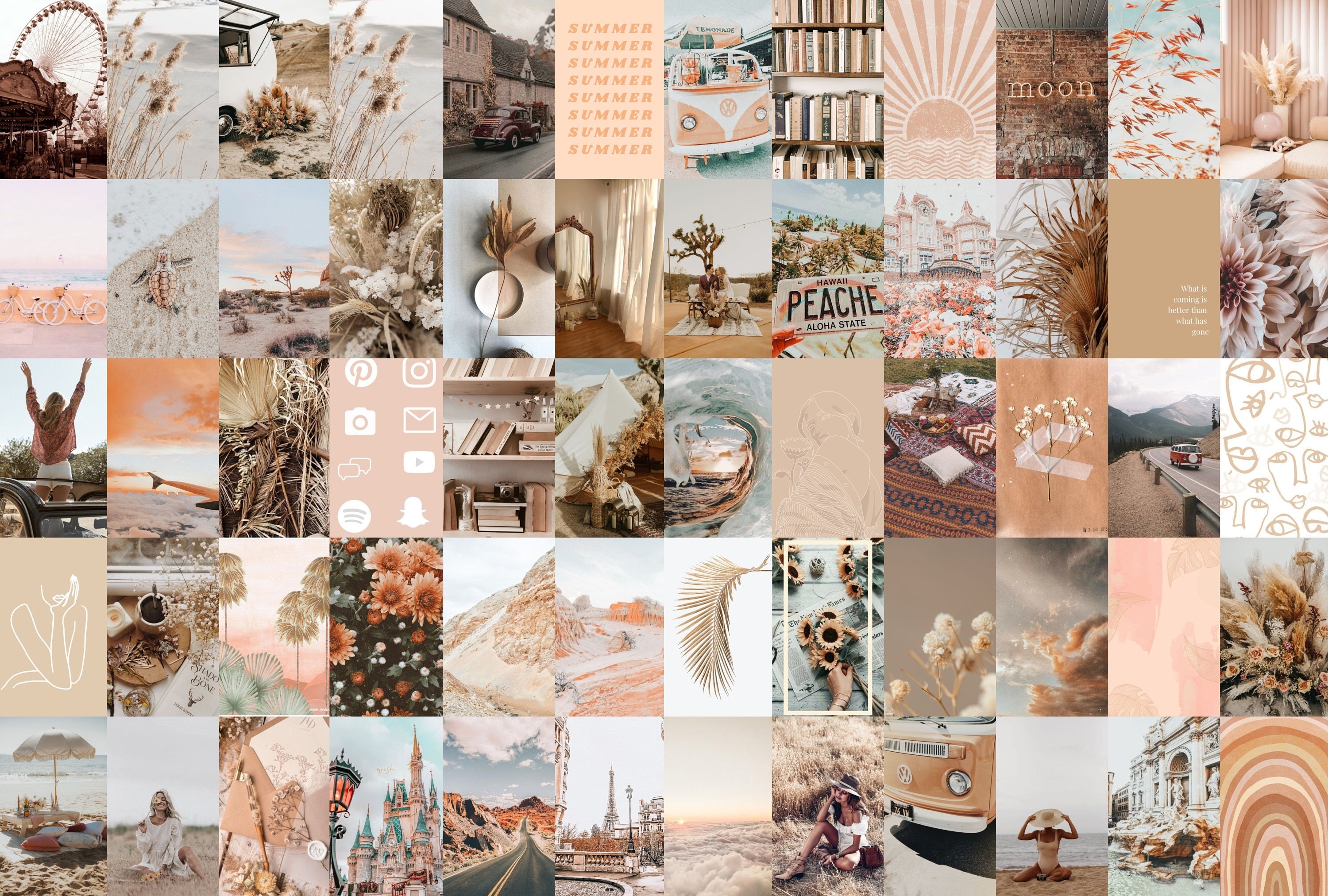 3000x2030 Photo Collage Kit Beige aesthetic Dorm collage PRINTS 60pcs, Desktop