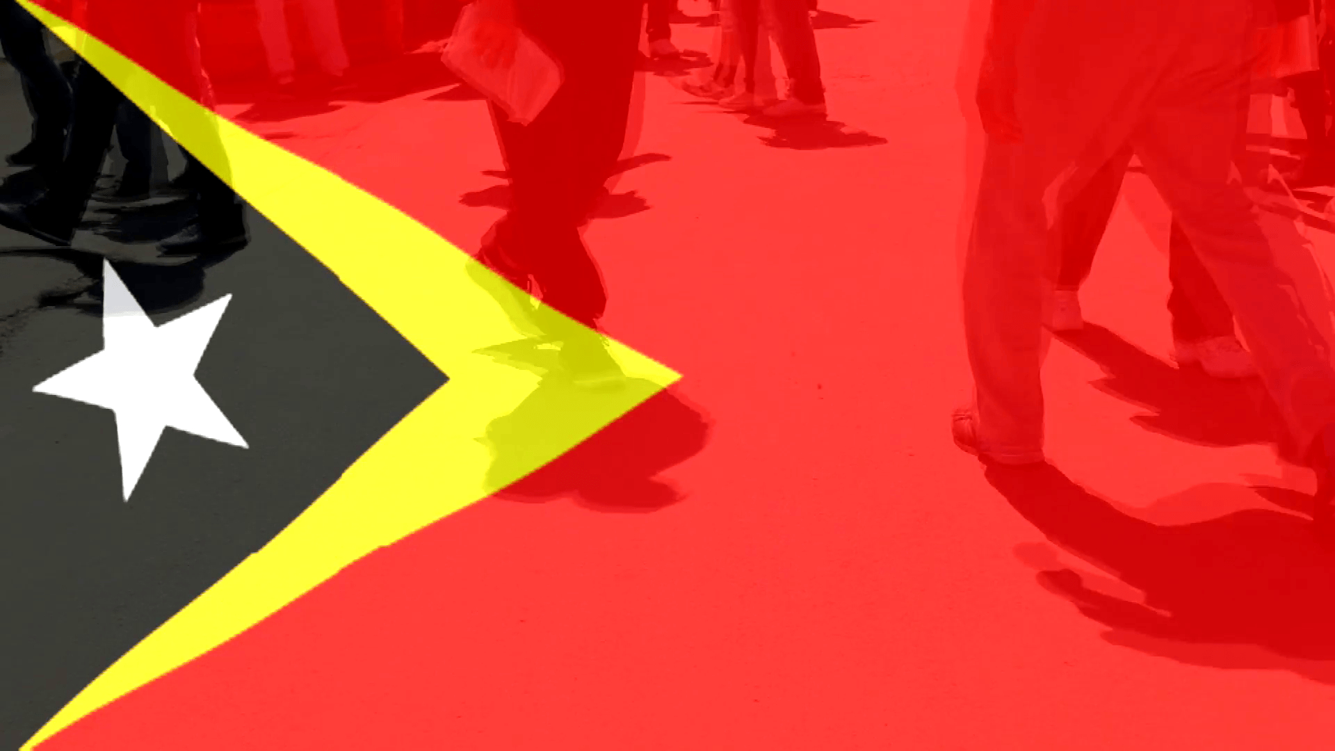 1920x1080 Timor Leste State Flag Waving And People Walking In The Background, Desktop