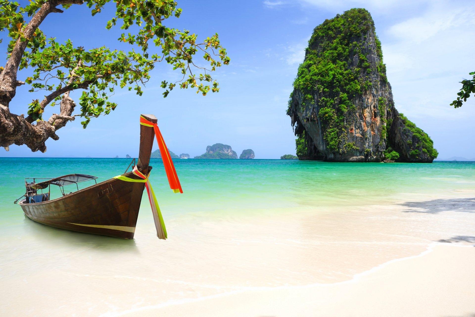 1920x1280 phuket thailand asia beach coast sea boat rock tree HD wallpaper, Desktop