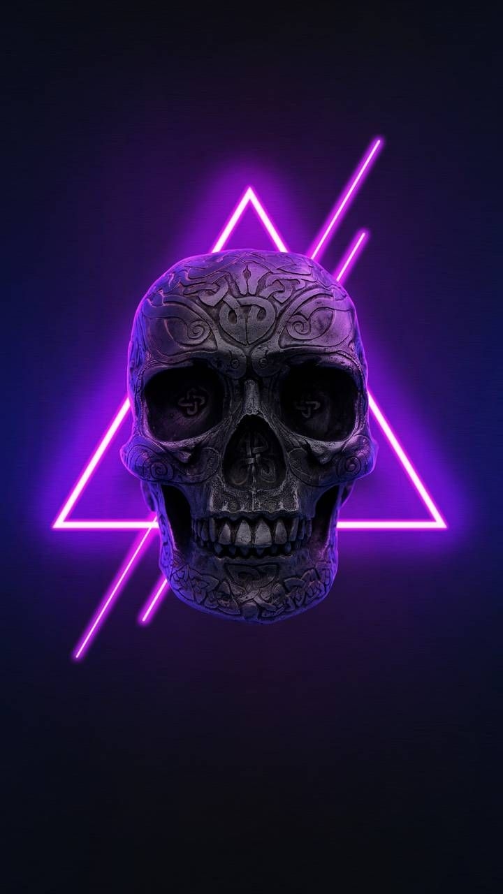 720x1280 Neon Red Skull Wallpaper Free Neon Red Skull Background, Phone