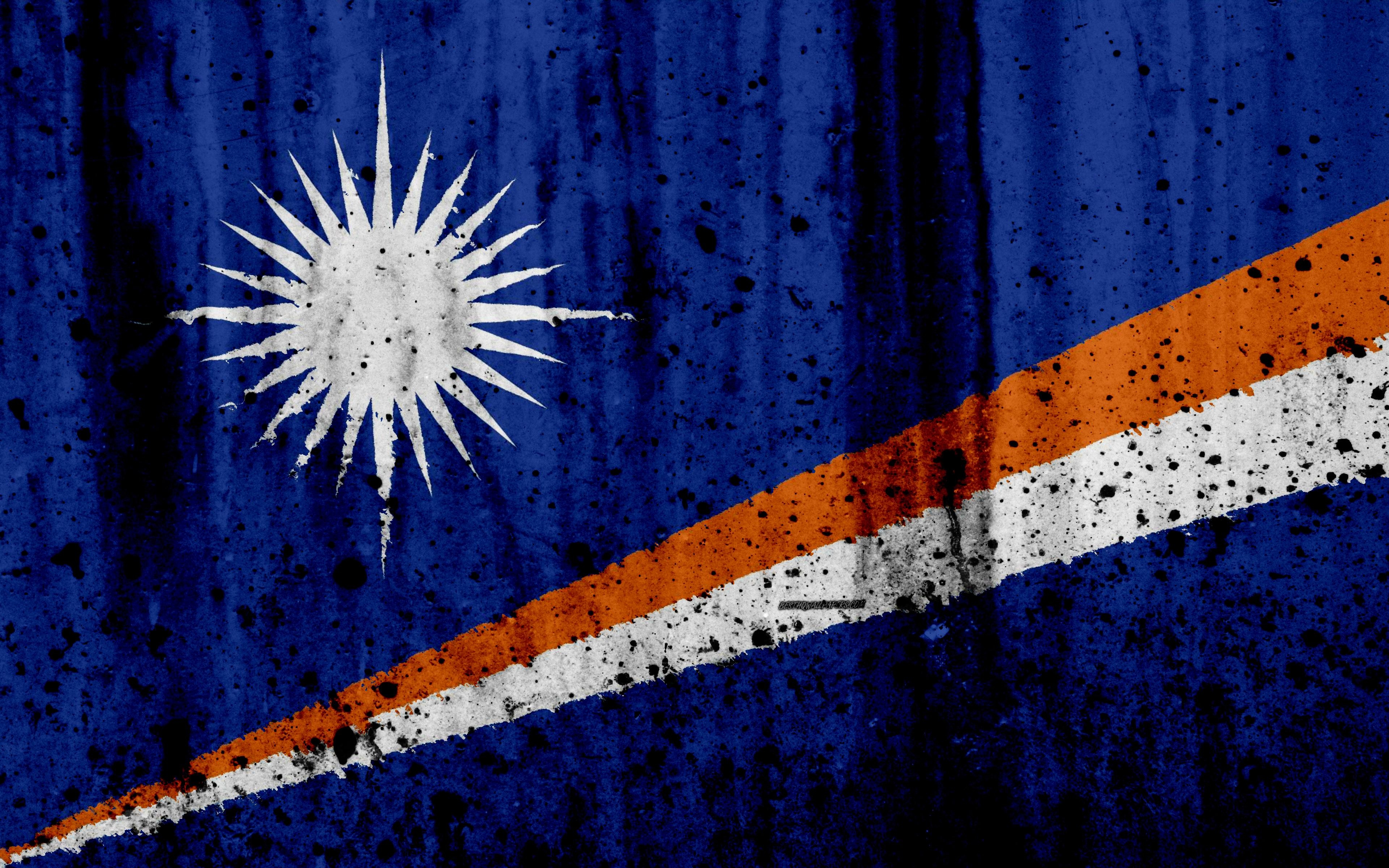 3840x2400 Download wallpaper Marshall Islands flag, 4k, grunge, flag, Desktop