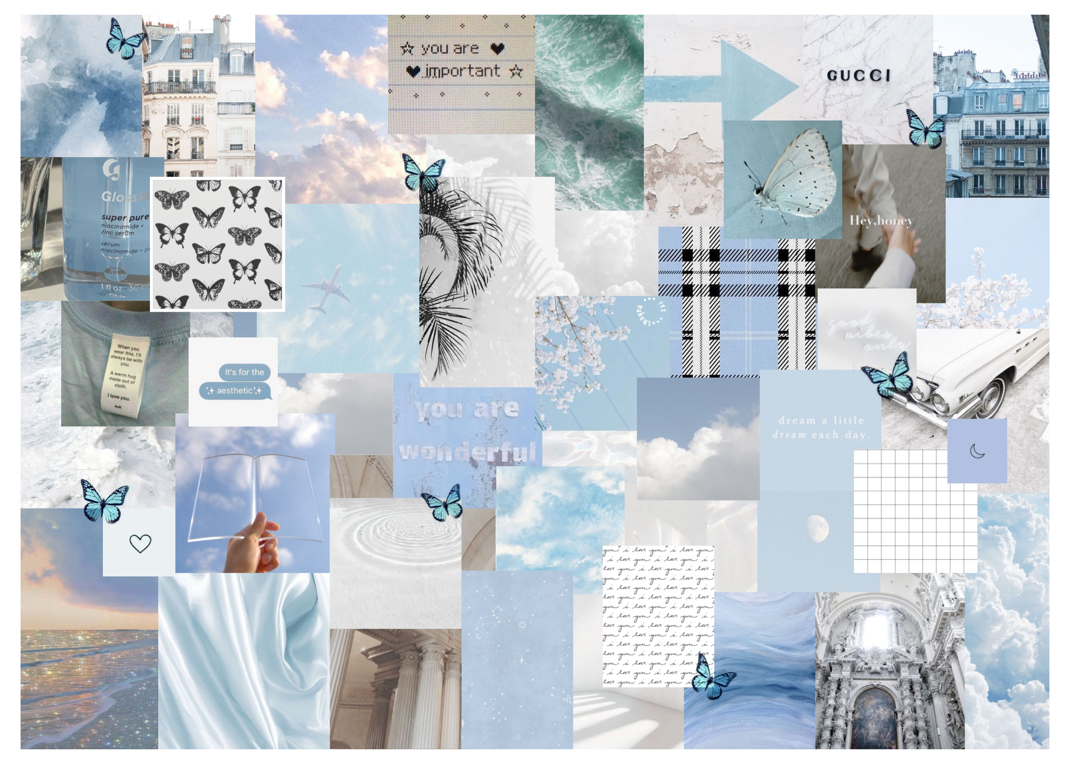 2190x1560 blue + white aesthetic laptop wallpaper #baby #blue #aesthetic #collage #babyblueaesth. Cute laptop wallpaper, Aesthetic desktop wallpaper, Cute desktop wallpaper, Desktop