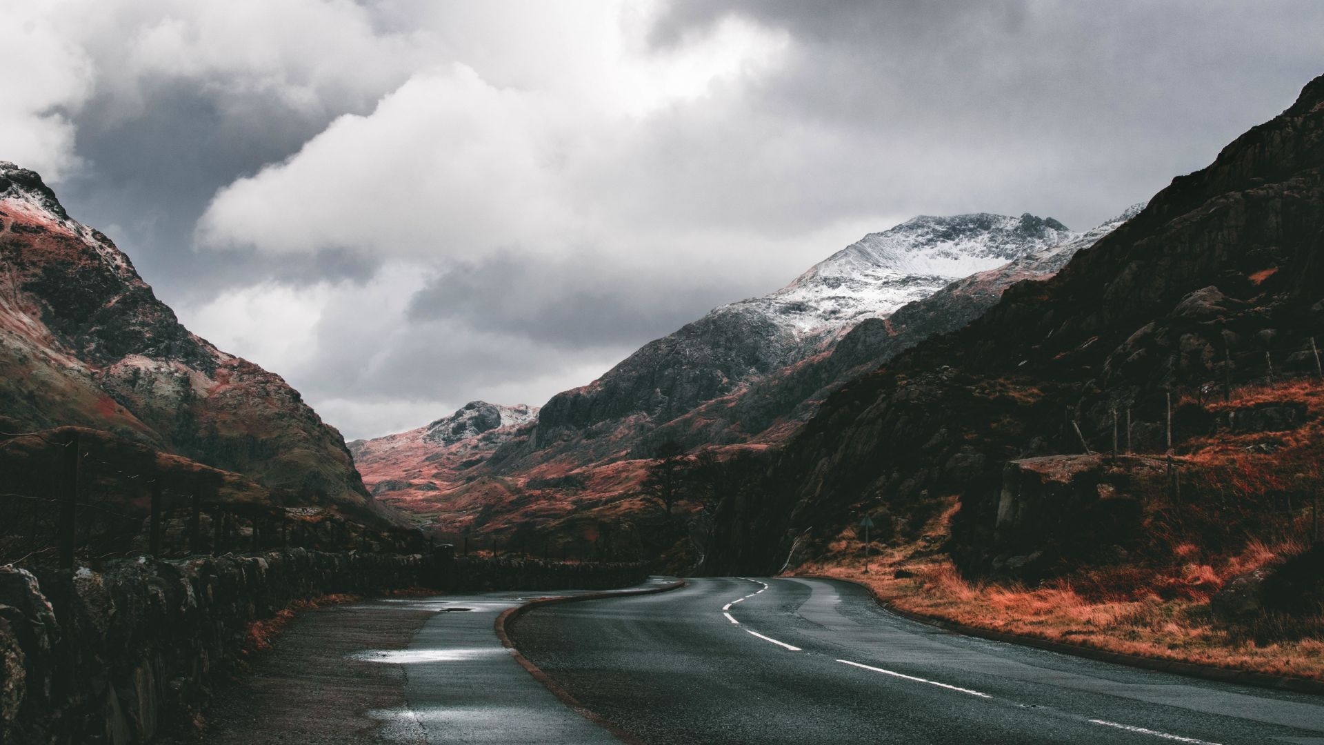 1920x1080 Desktop wallpaper lone road, landscape, green trees, mountains, nature, HD image, picture, background, 367f59, Desktop