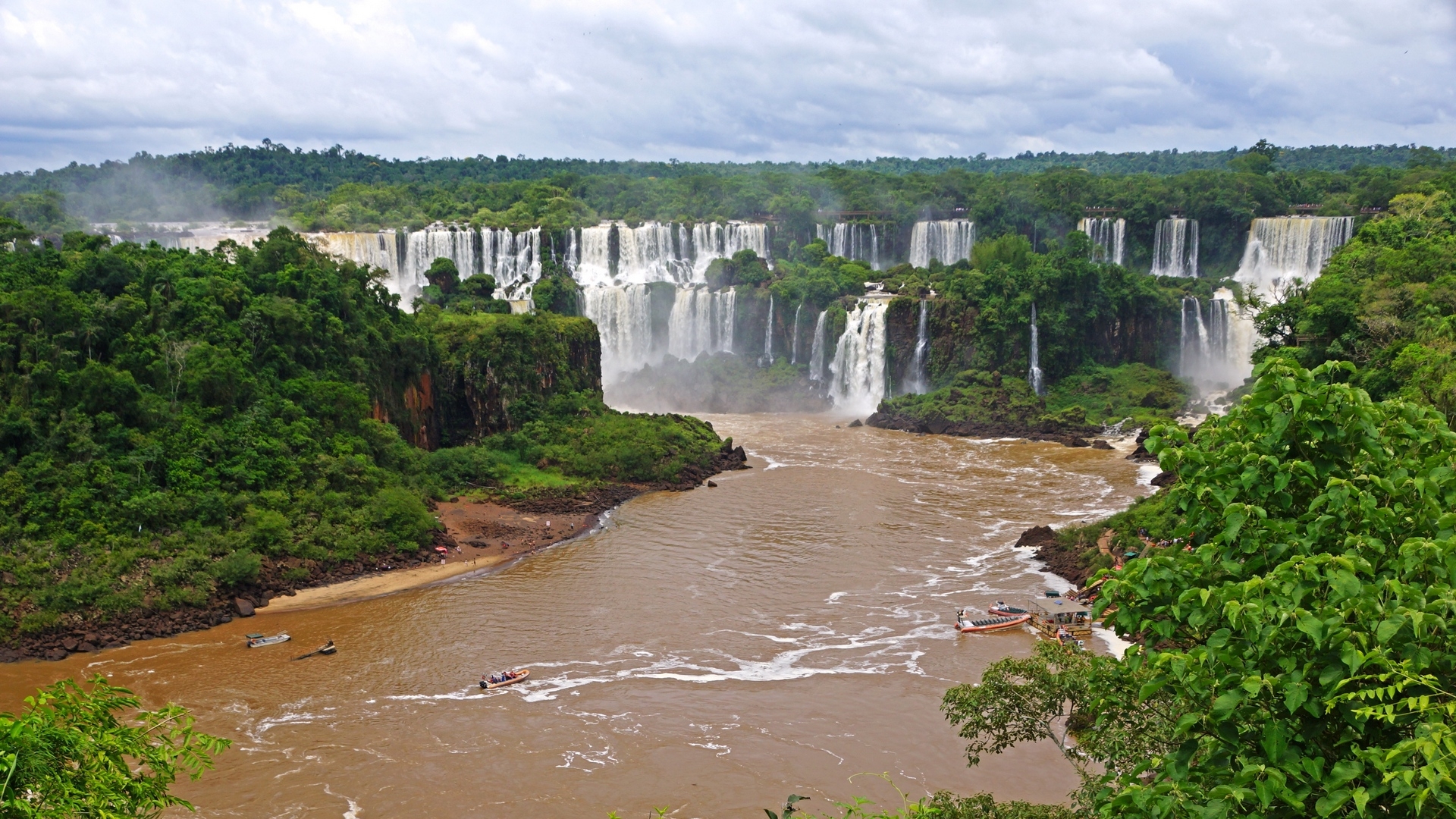 1920x1080 Iguazu Falls Brazil River Waterfalls Nature View Wallpaper, Desktop