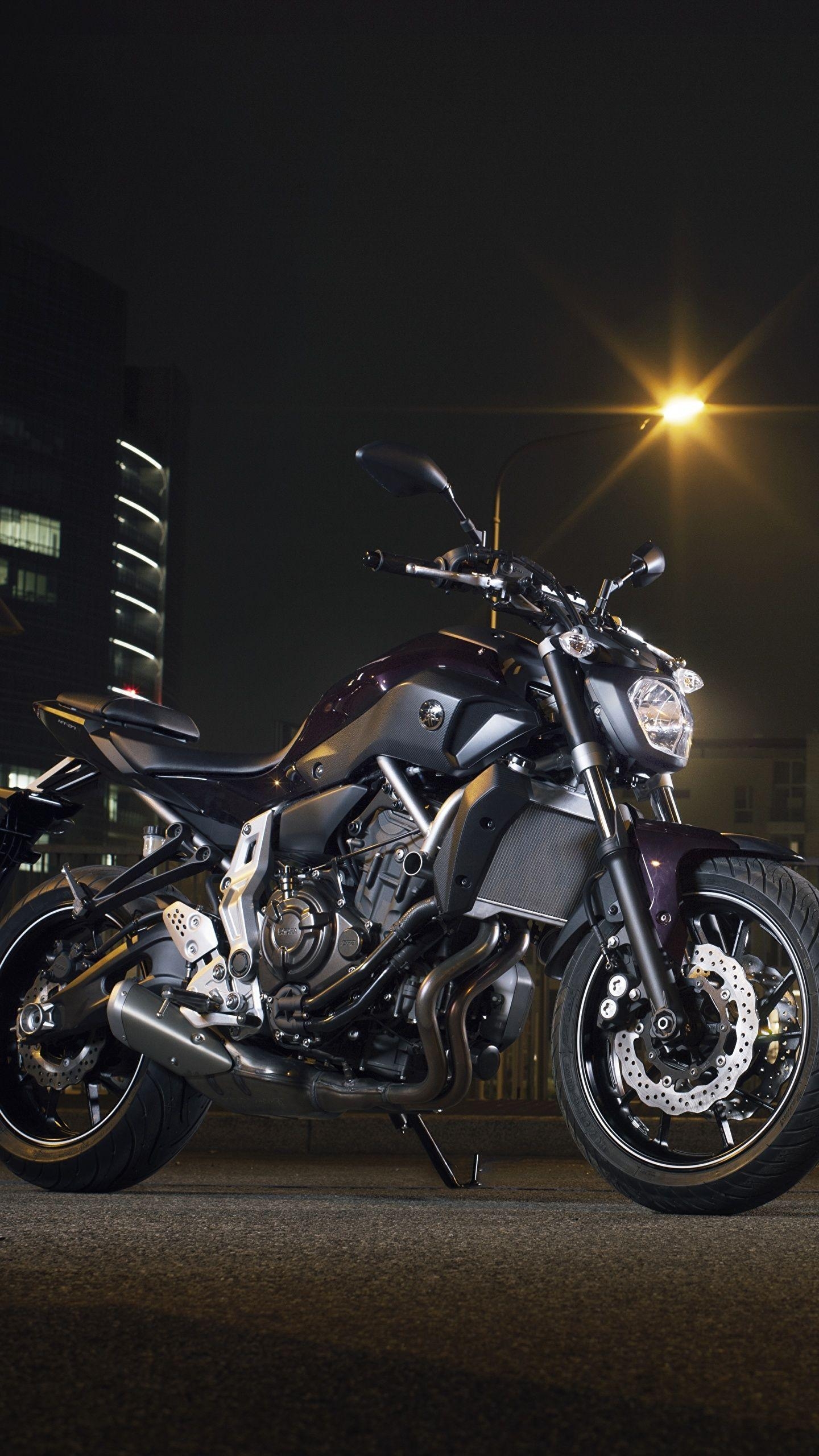 1440x2560 Wallpaper Yamaha 2014 15 MT 07 Motorcycles Moon Night, Phone