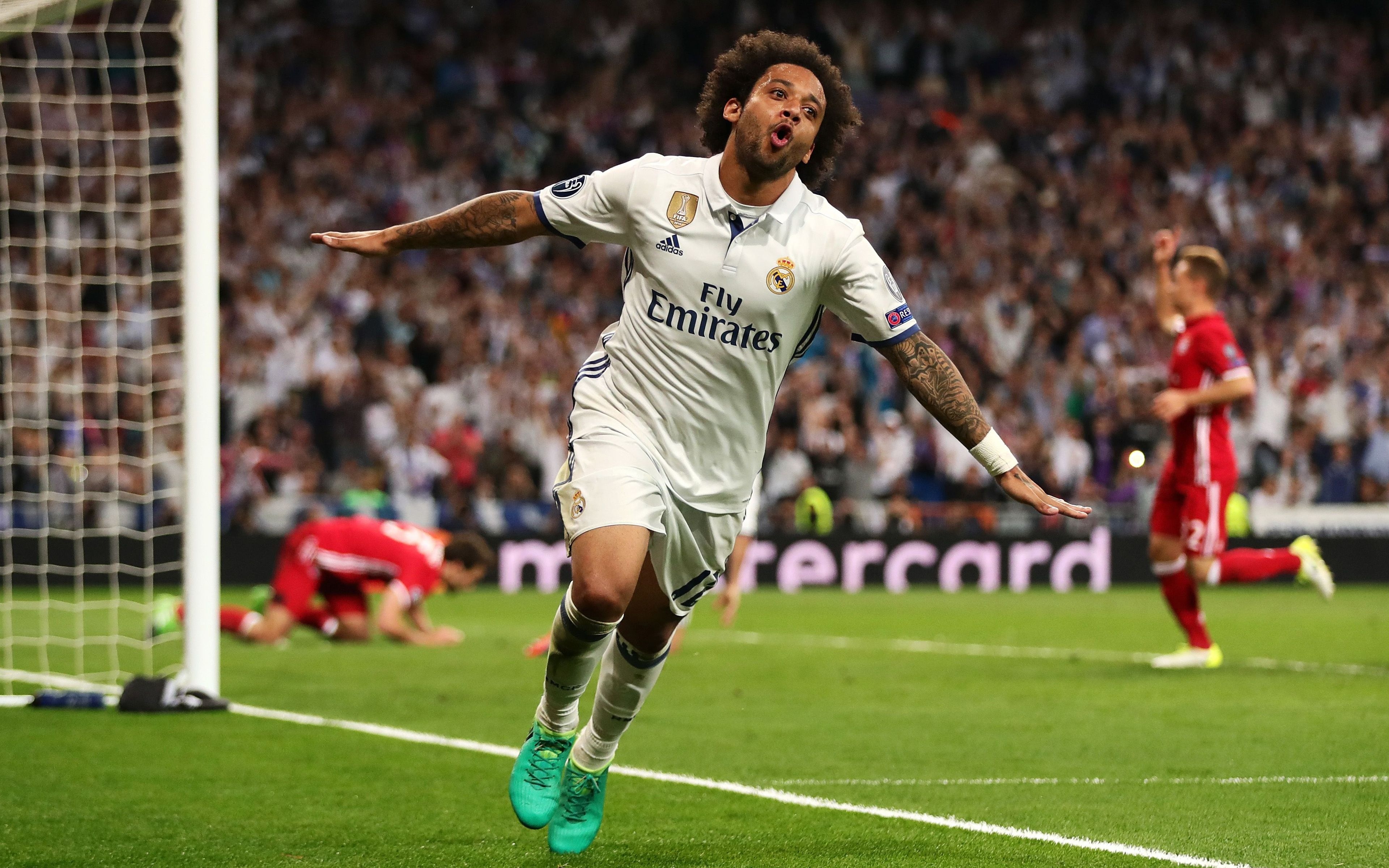 3840x2400 Download wallpaper Marcelo, 4k, football stars, goal, Real Madrid, Desktop