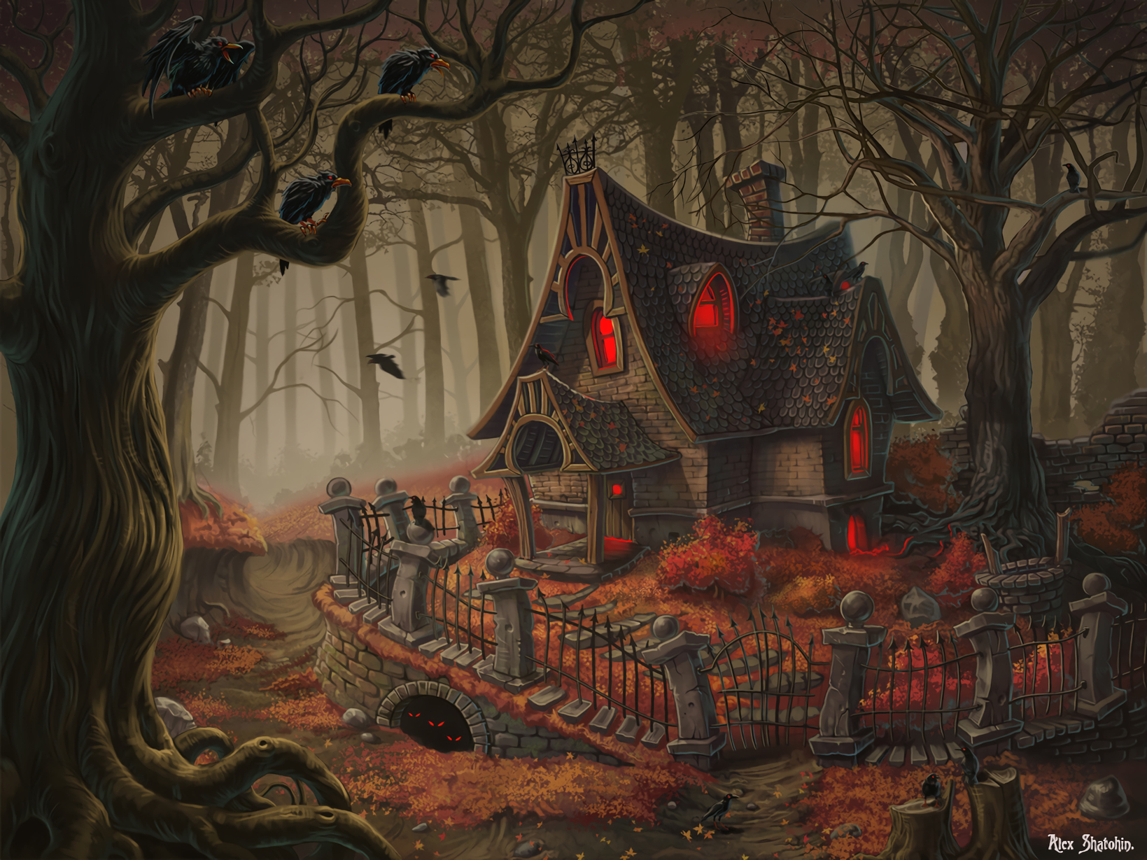 1640x1230 Haunted House in Forest Wallpaper and Background Imagex1229, Desktop