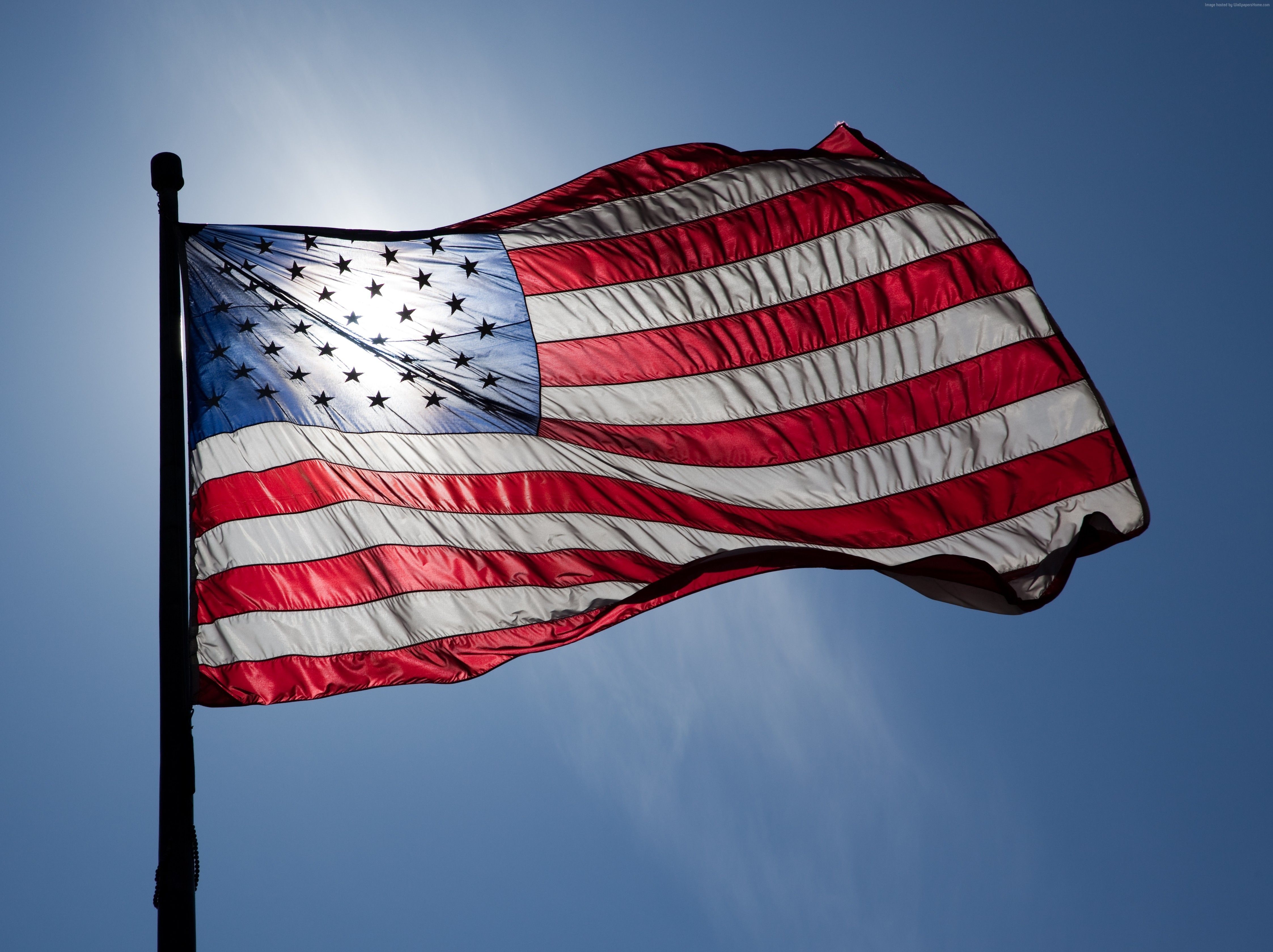 4500x3370 Wallpaper Flag Day, USA, event, street, sky, sun, , Holidays, Desktop