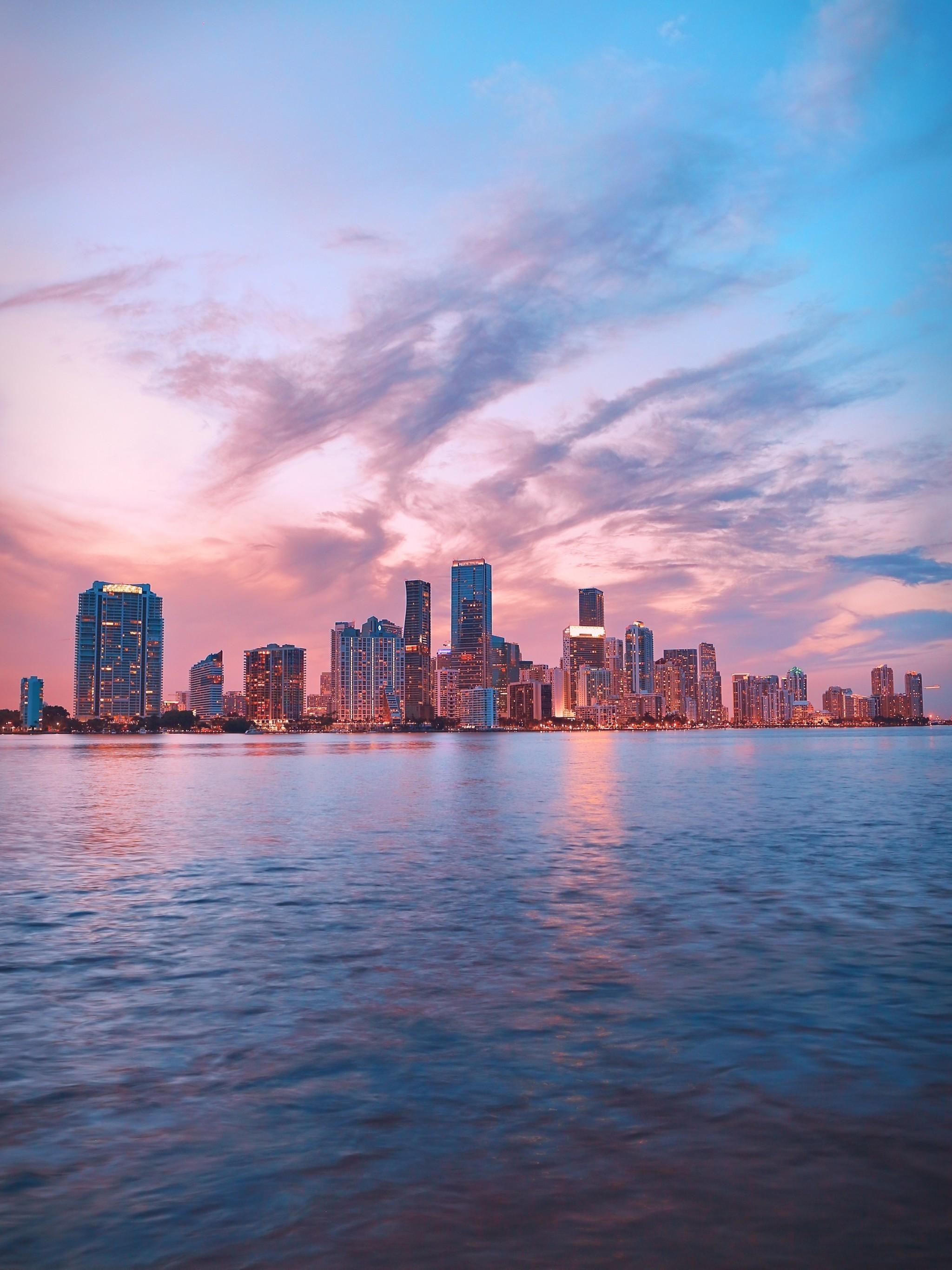 2050x2740 Download  Cityscape, Panorama, Skyscrapers, Clouds, Water, Phone