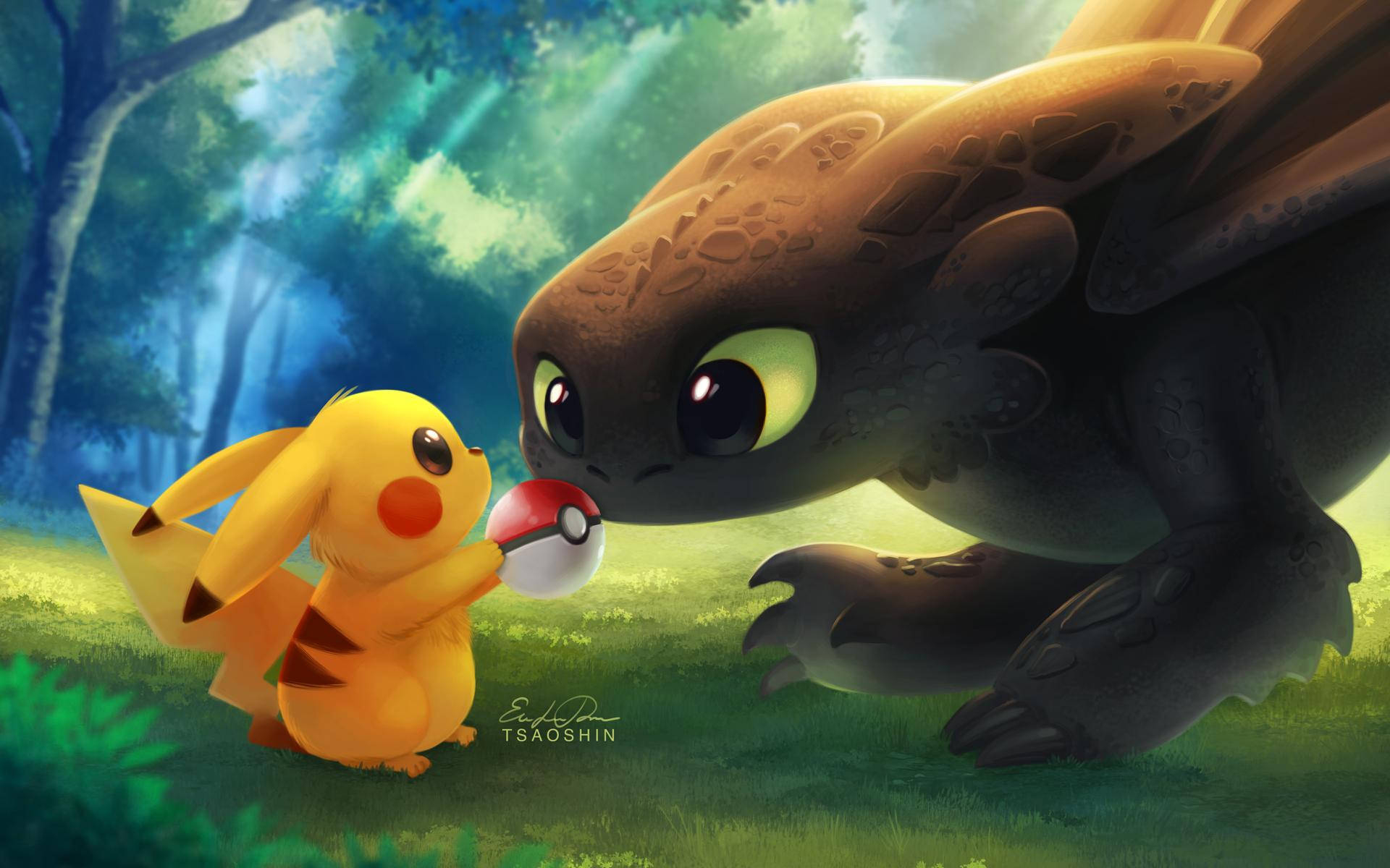 1920x1200 Download Pokemon Pikachu Toothless Crossover Wallpaper, Desktop