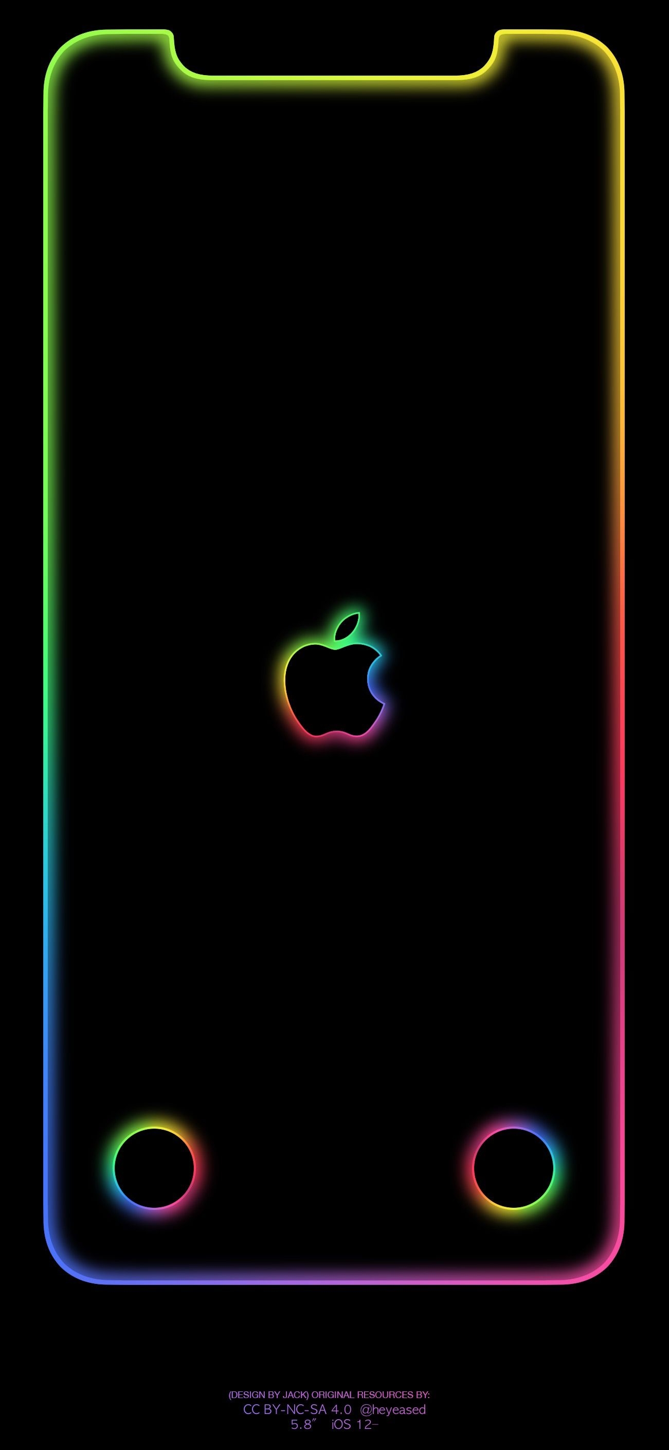 1310x2820 X XS Rainbow Border & Apple Logo, Phone