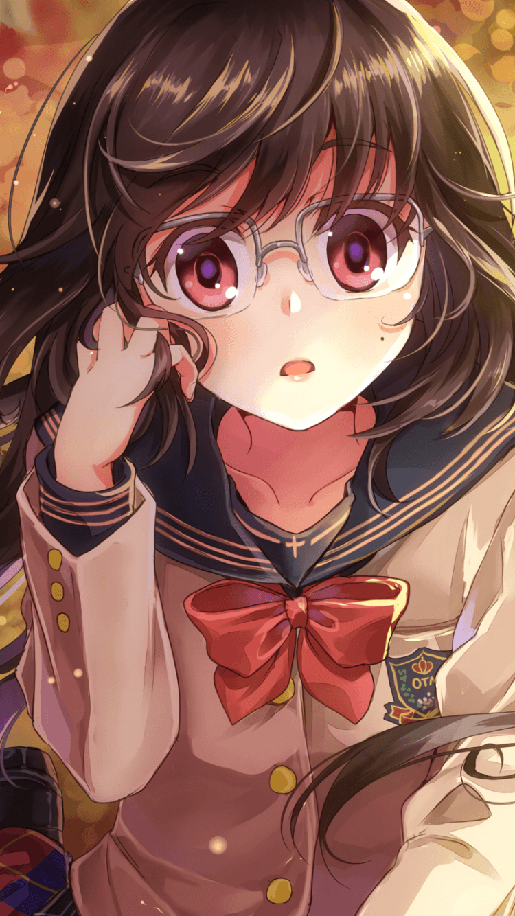 750x1340 Anime Cute Girls With Glasses Wallpaper, Phone