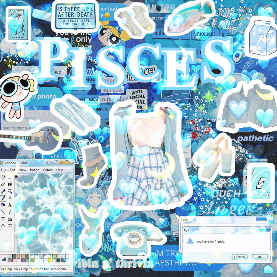 900x900 Download Blue Pisces Aesthetic Collage Wallpaper, Phone