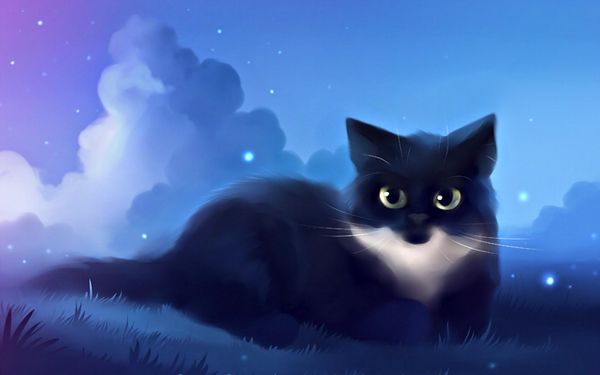 1920x1200 Download Cute Cat Wallpaper For Mobile Anime Cat Drawing On, Desktop