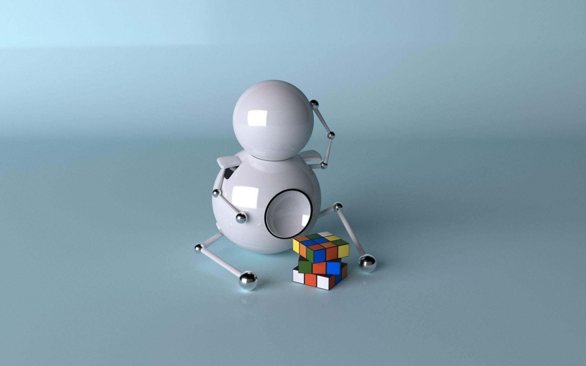 1920x1200 The robot and the Rubik's cube wallpaper and image, Desktop