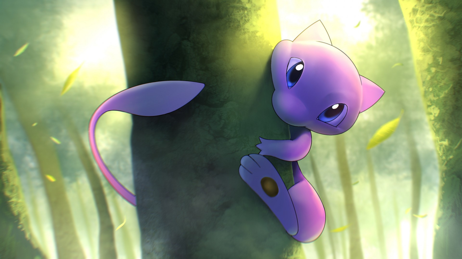 1920x1080 Download  Mew, Pokemon, Tree, Cute, Forest Wallpaper for Widescreen, Desktop